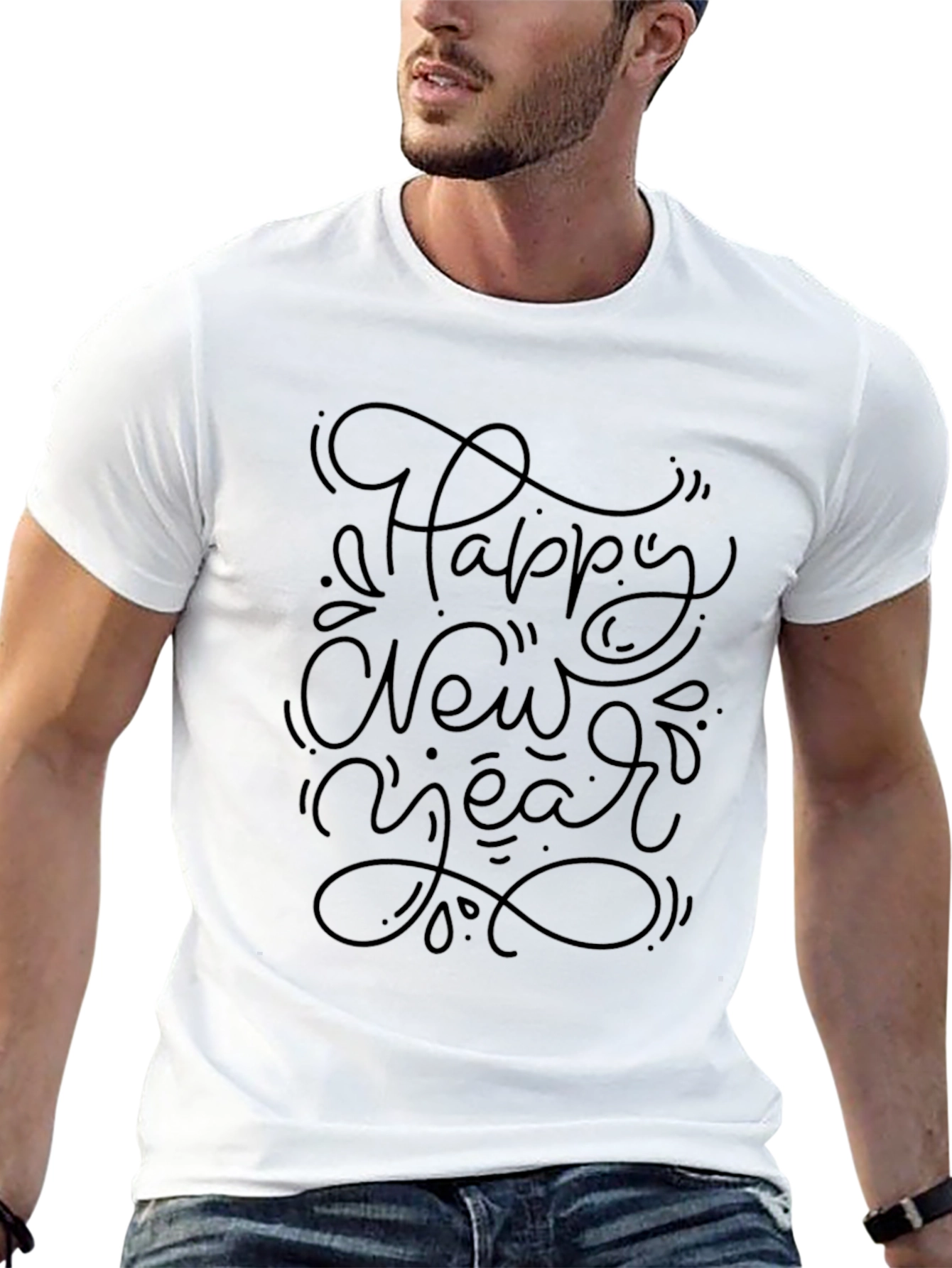 Happy New Year Graphic Black Tee