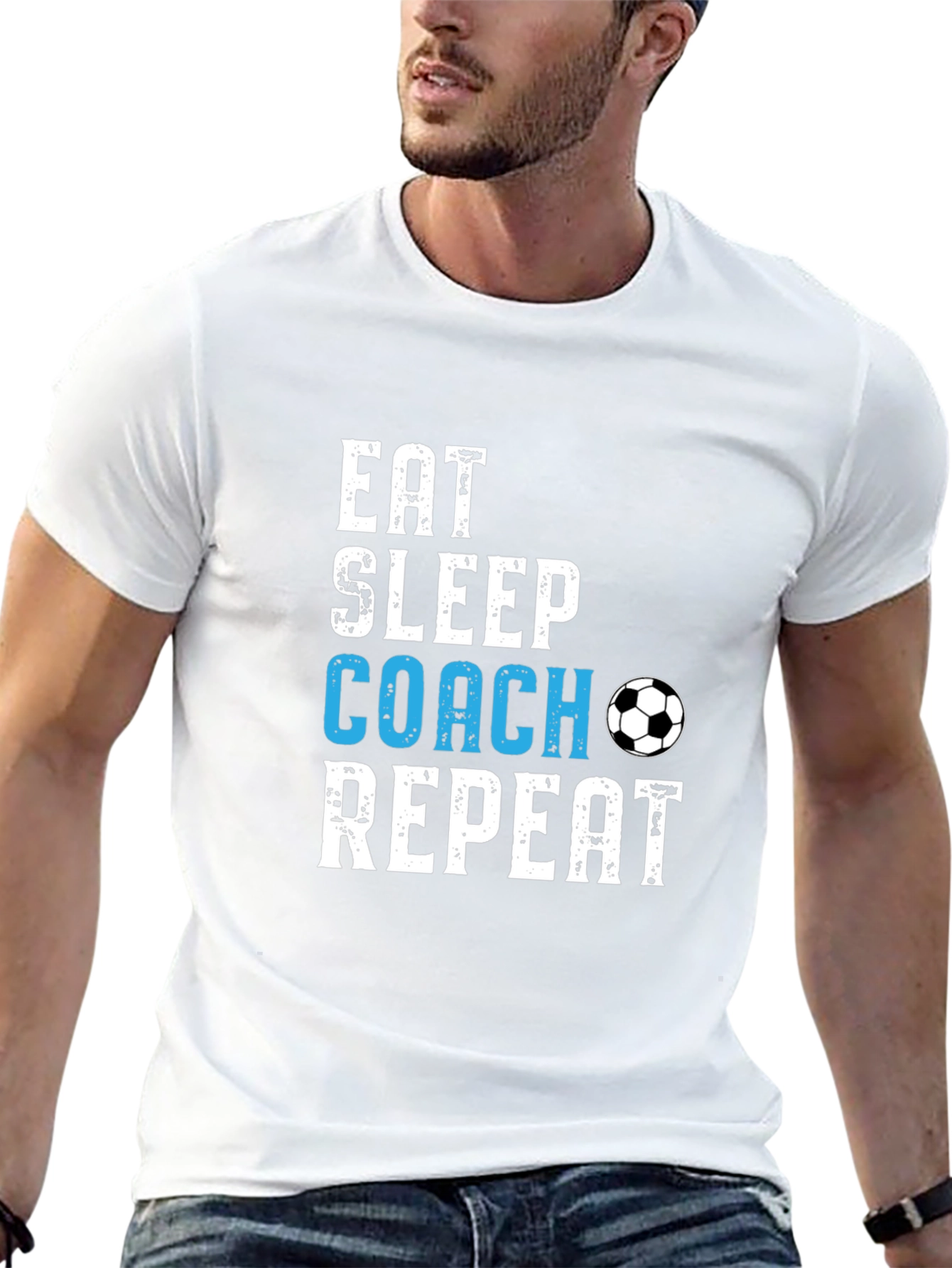 Eat Sleep Coach Repeat Soccer T-Shirt