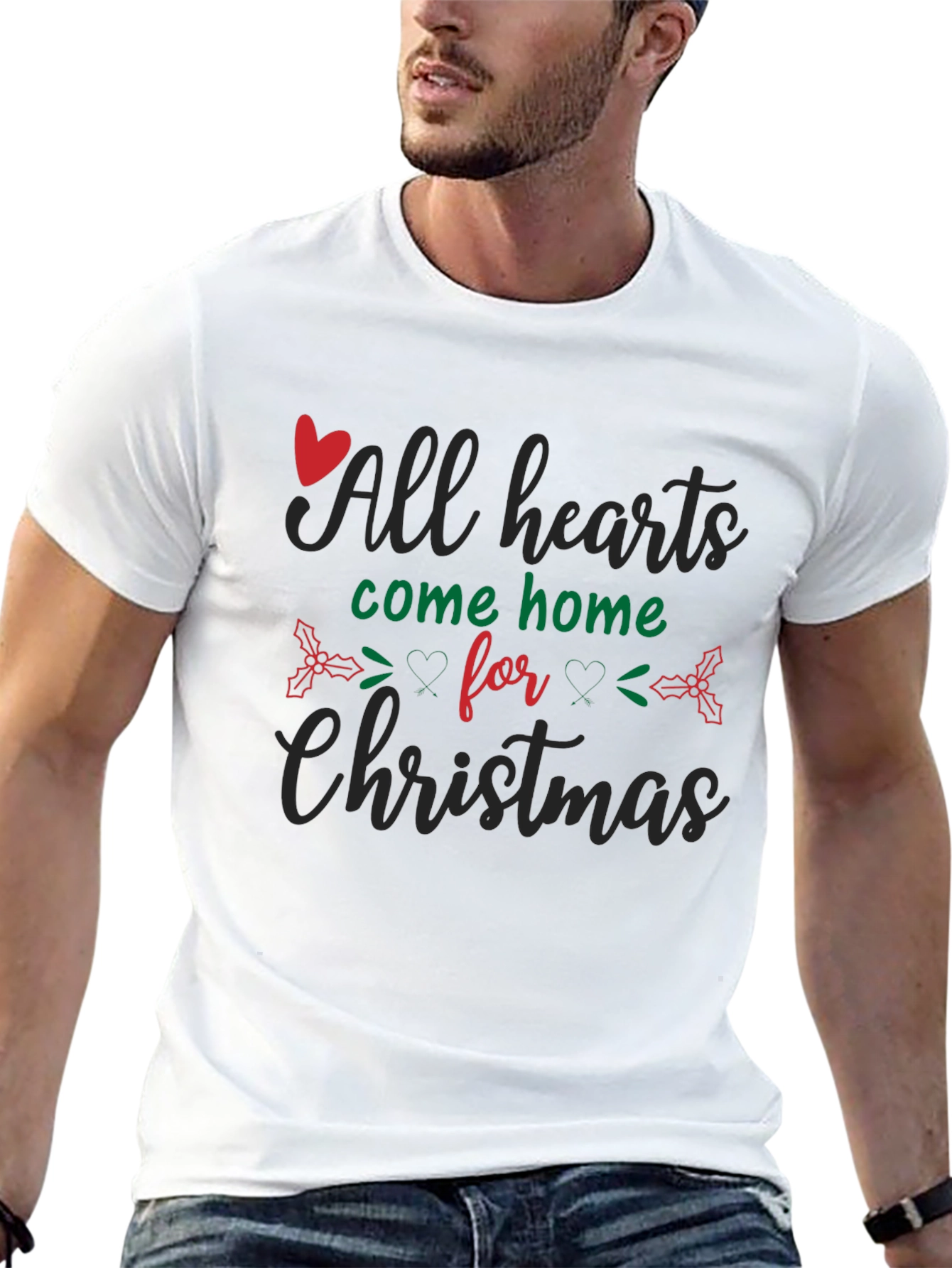 All Hearts Come Home for Christmas Black T-Shirt