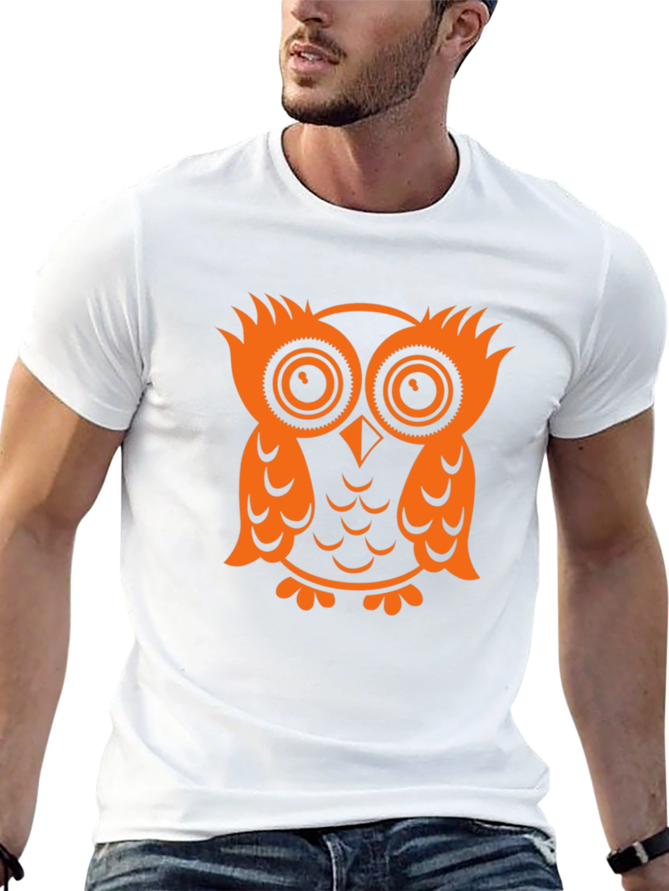 Owl Graphic Tee - Black Cotton T-Shirt