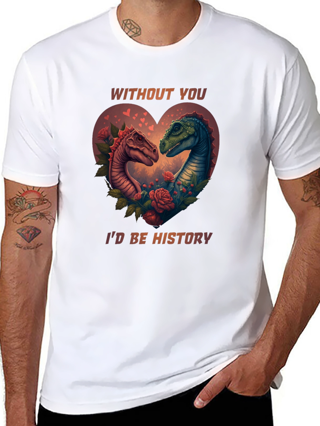 Dinosaur Love Story Valentines Day T-Shirt