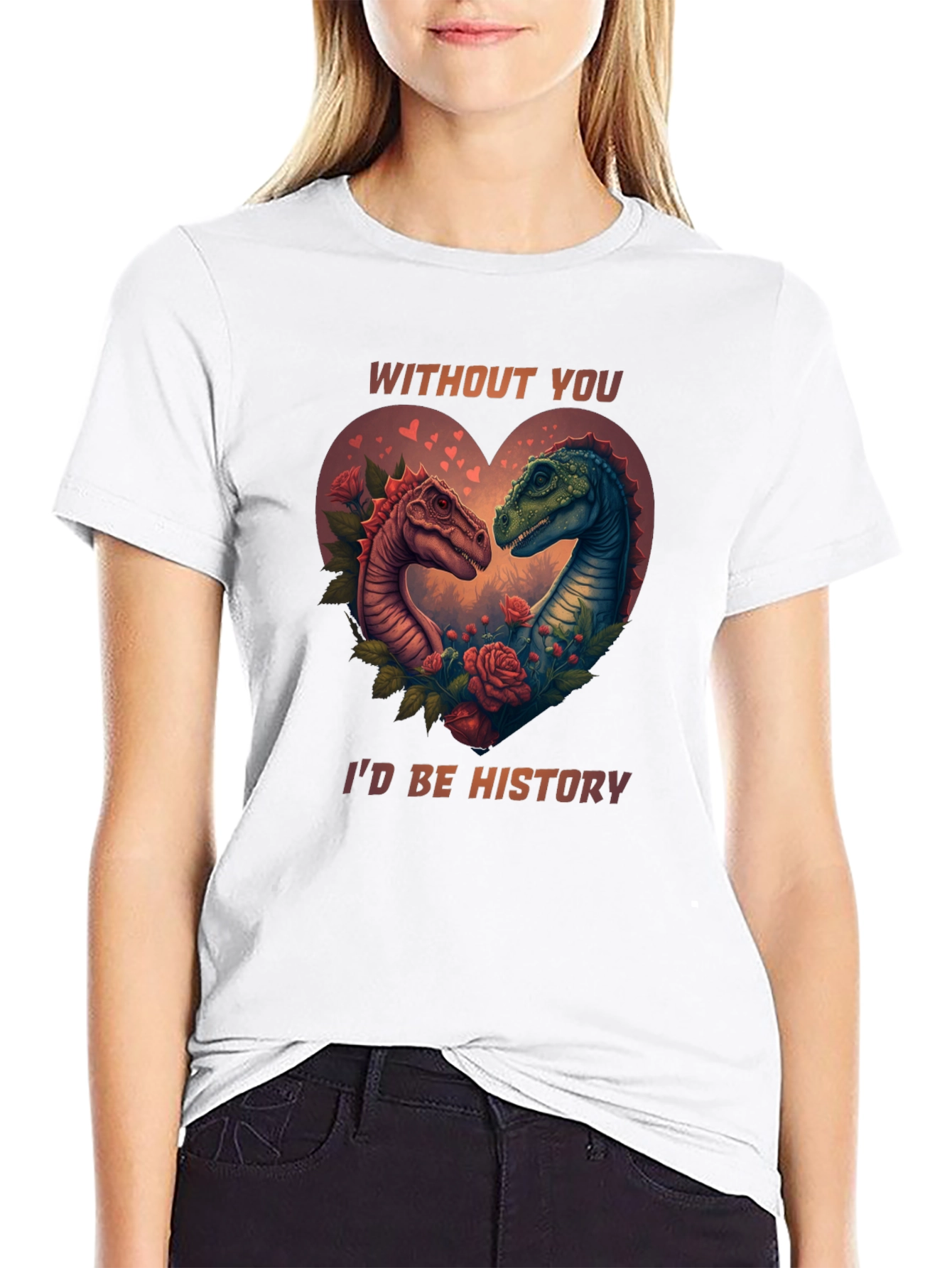 Dinosaur Love Story Valentines Day T-Shirt