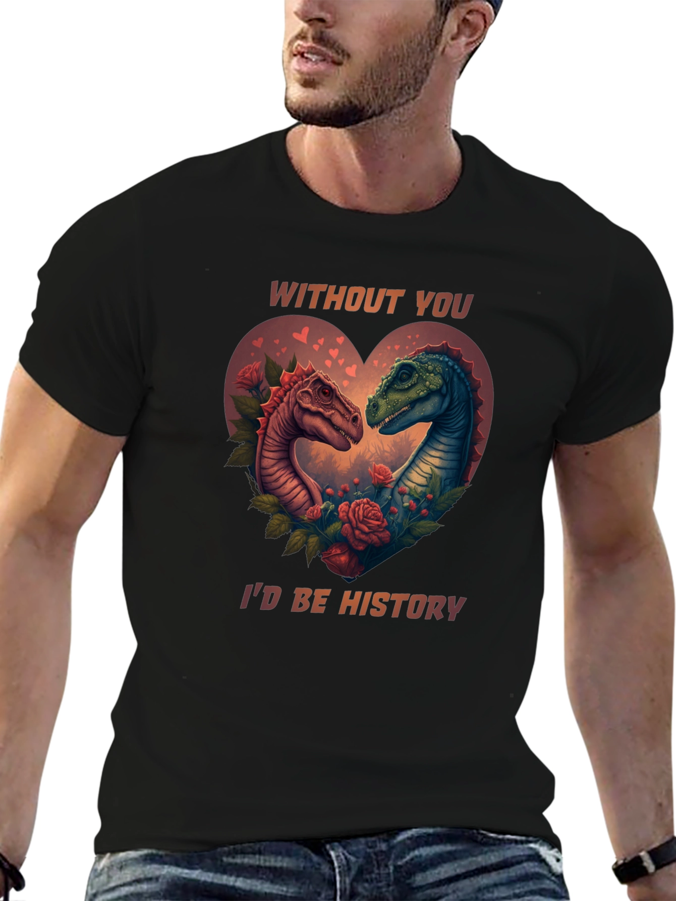Dinosaur Love Story Valentines Day T-Shirt