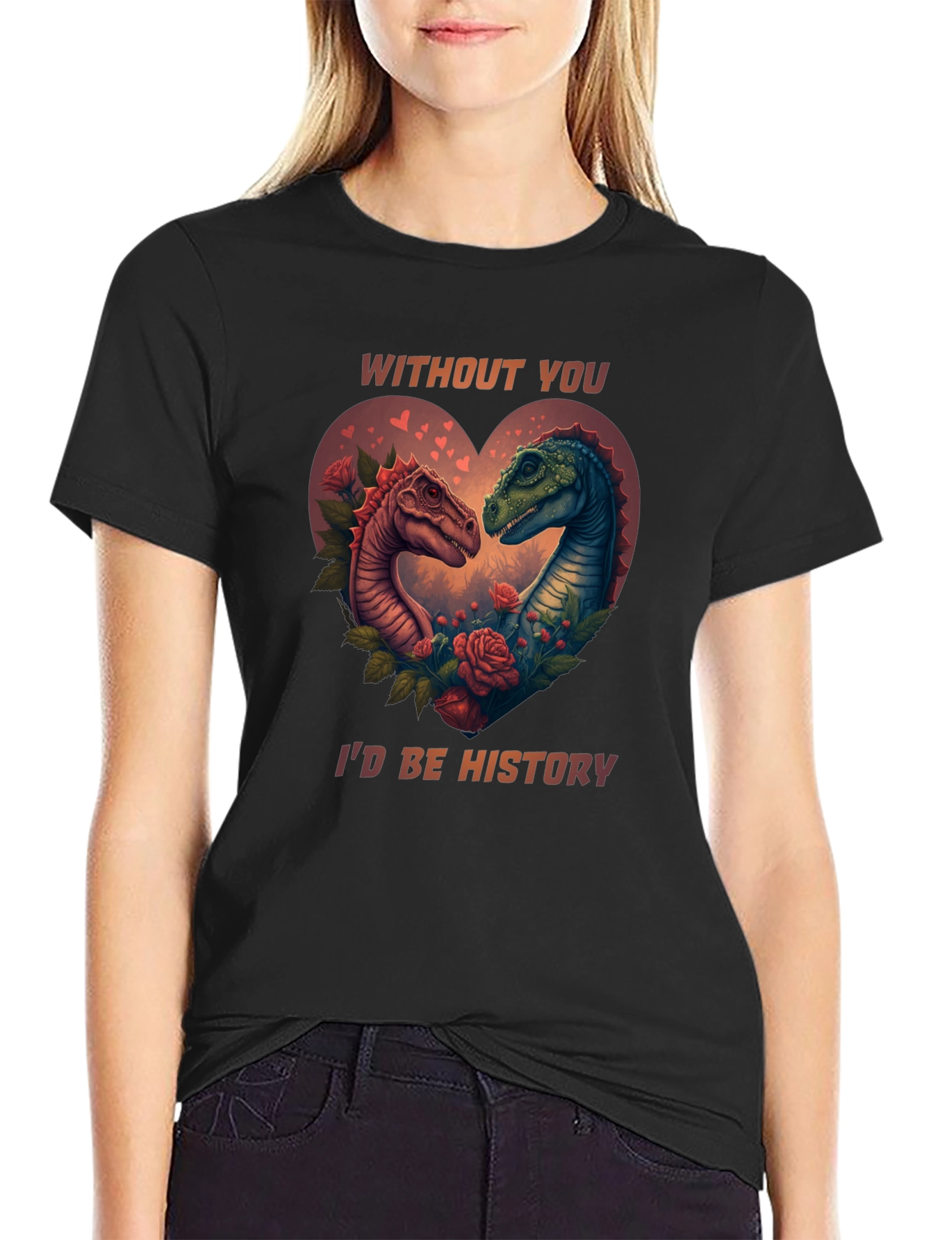 Dinosaur Love Story Valentines Day T-Shirt