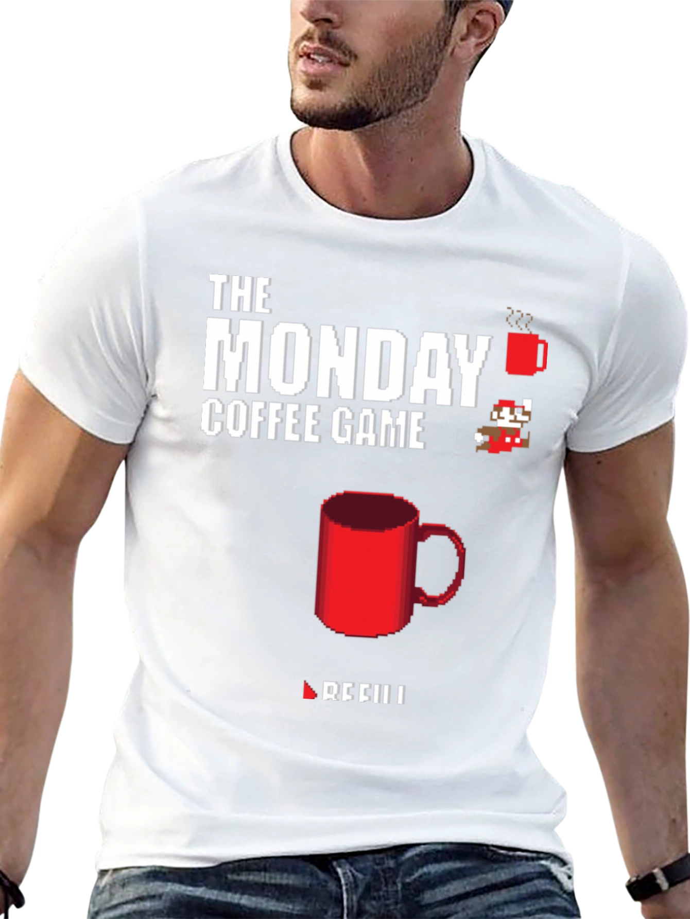 The Monday Coffee Game T-Shirt - Pixel Art Style