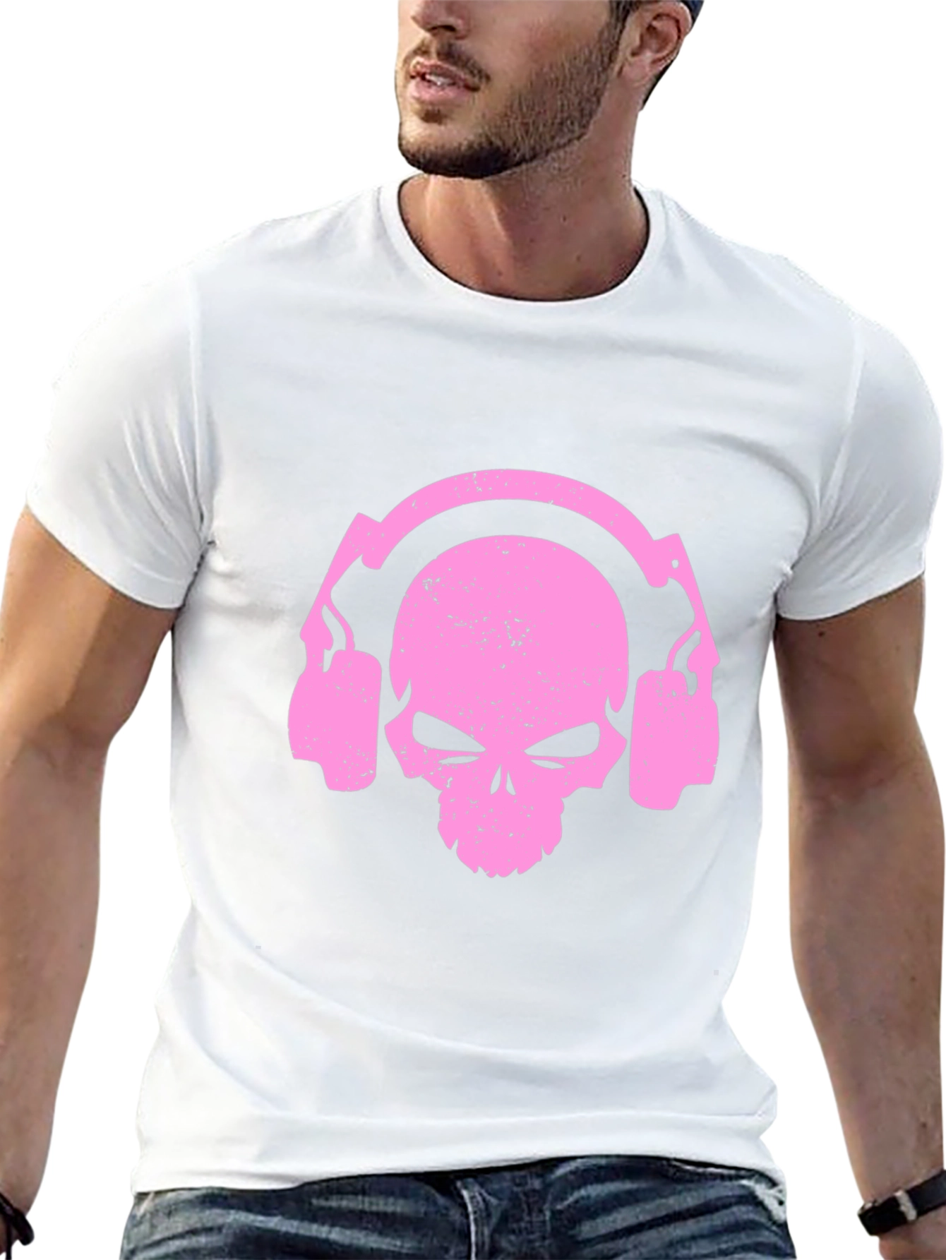 Skull Headphones Graphic T-Shirt - Black