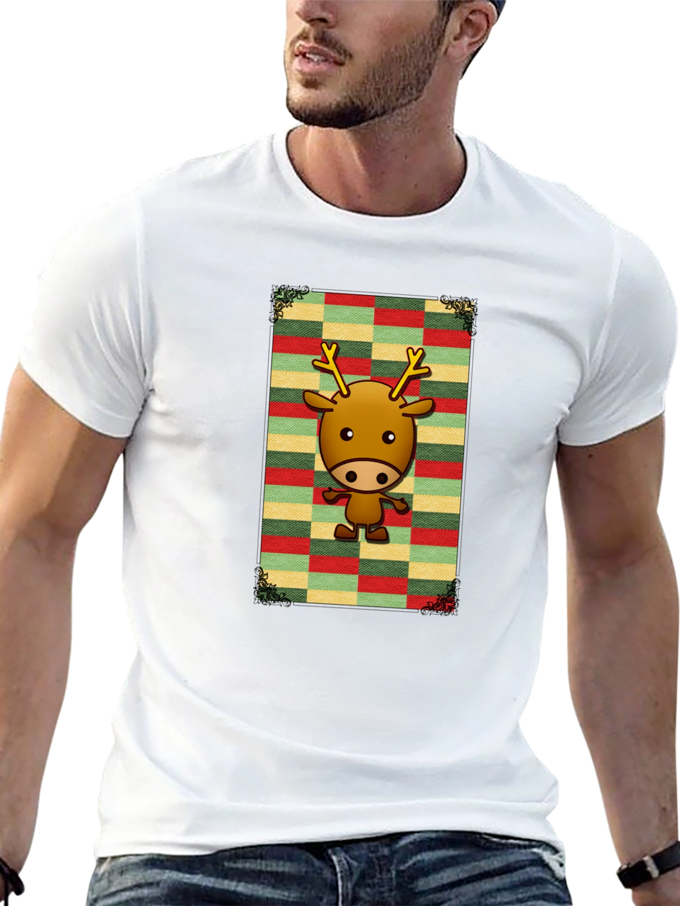Festive Reindeer Graphic Tee - Holiday Style