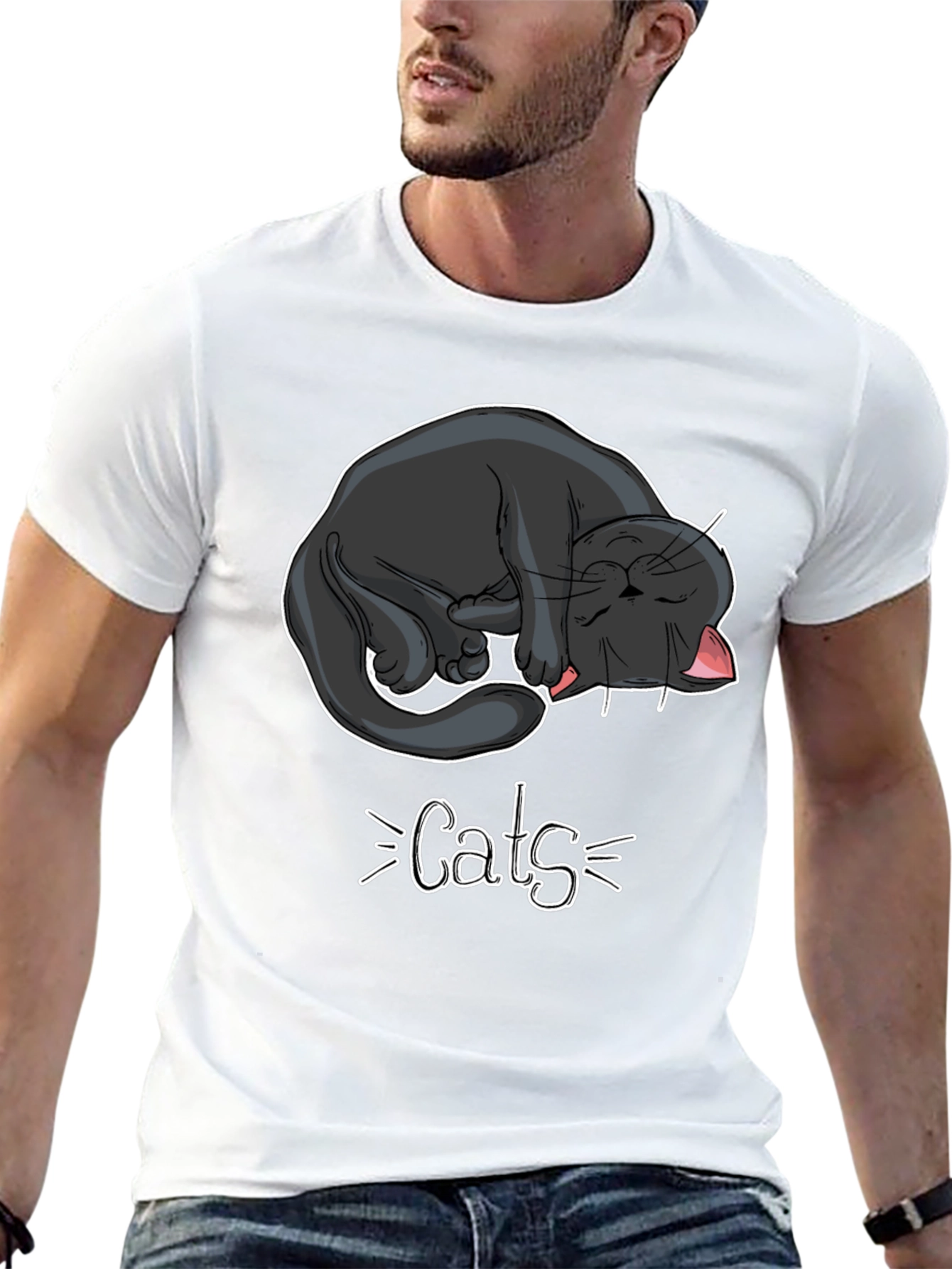Cats Graphic Tee - Black
