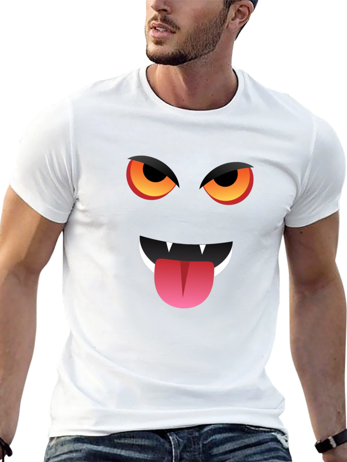 Monster Face Graphic T-Shirt - Halloween Style