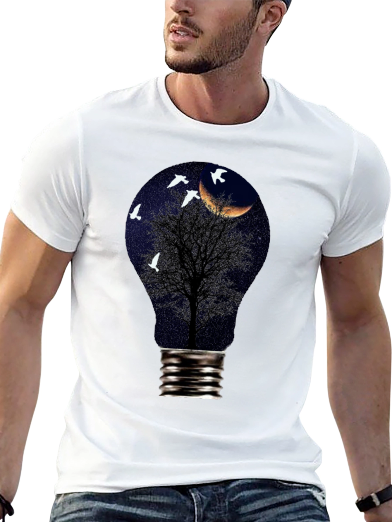 Night Sky Tree Light Bulb T-Shirt