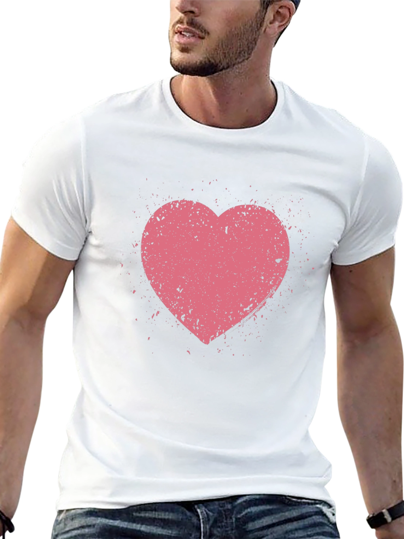 Distressed Heart Graphic Tee - Black Casual Shirt