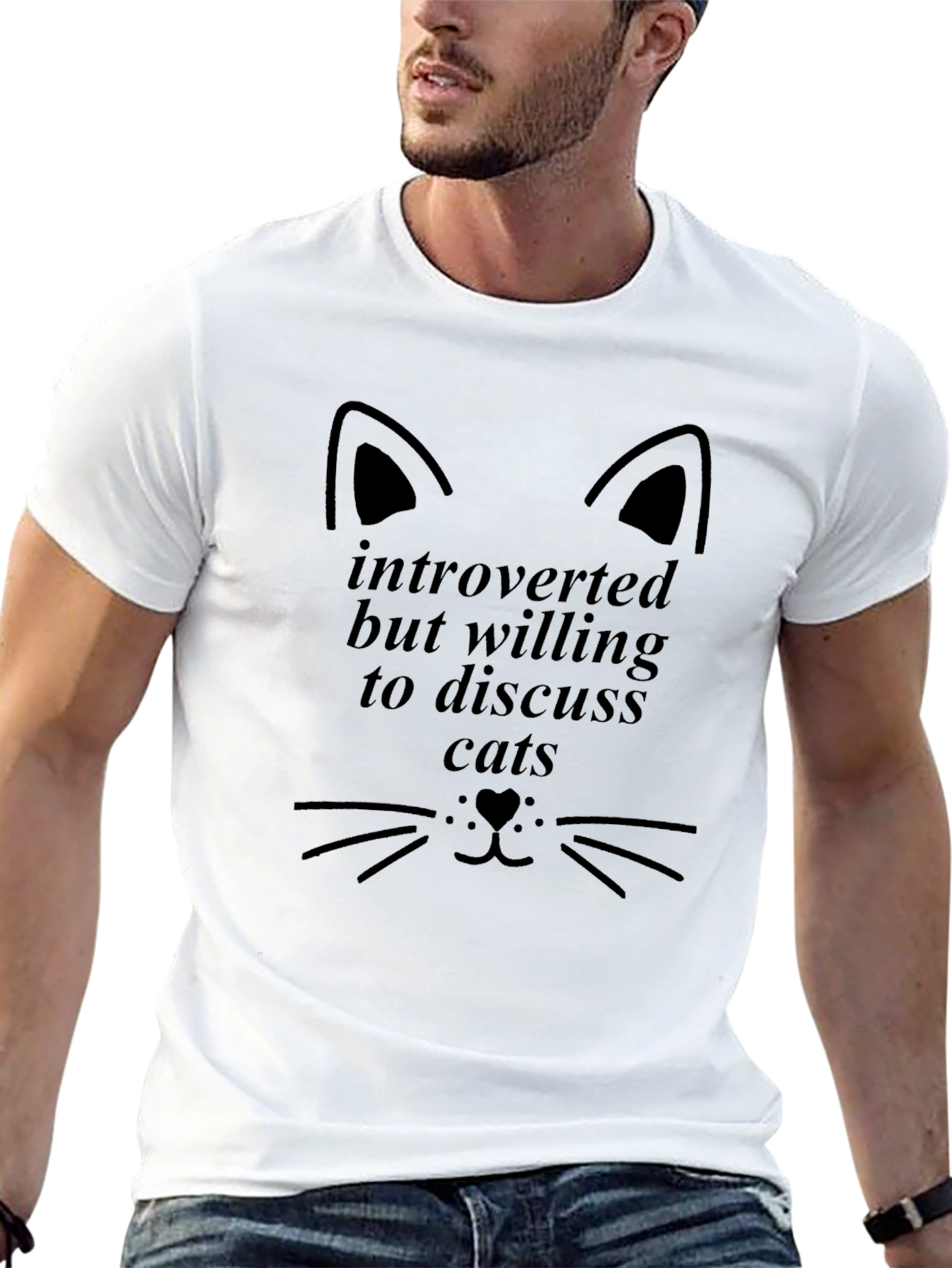 Introverted Cat Lover Graphic T-Shirt
