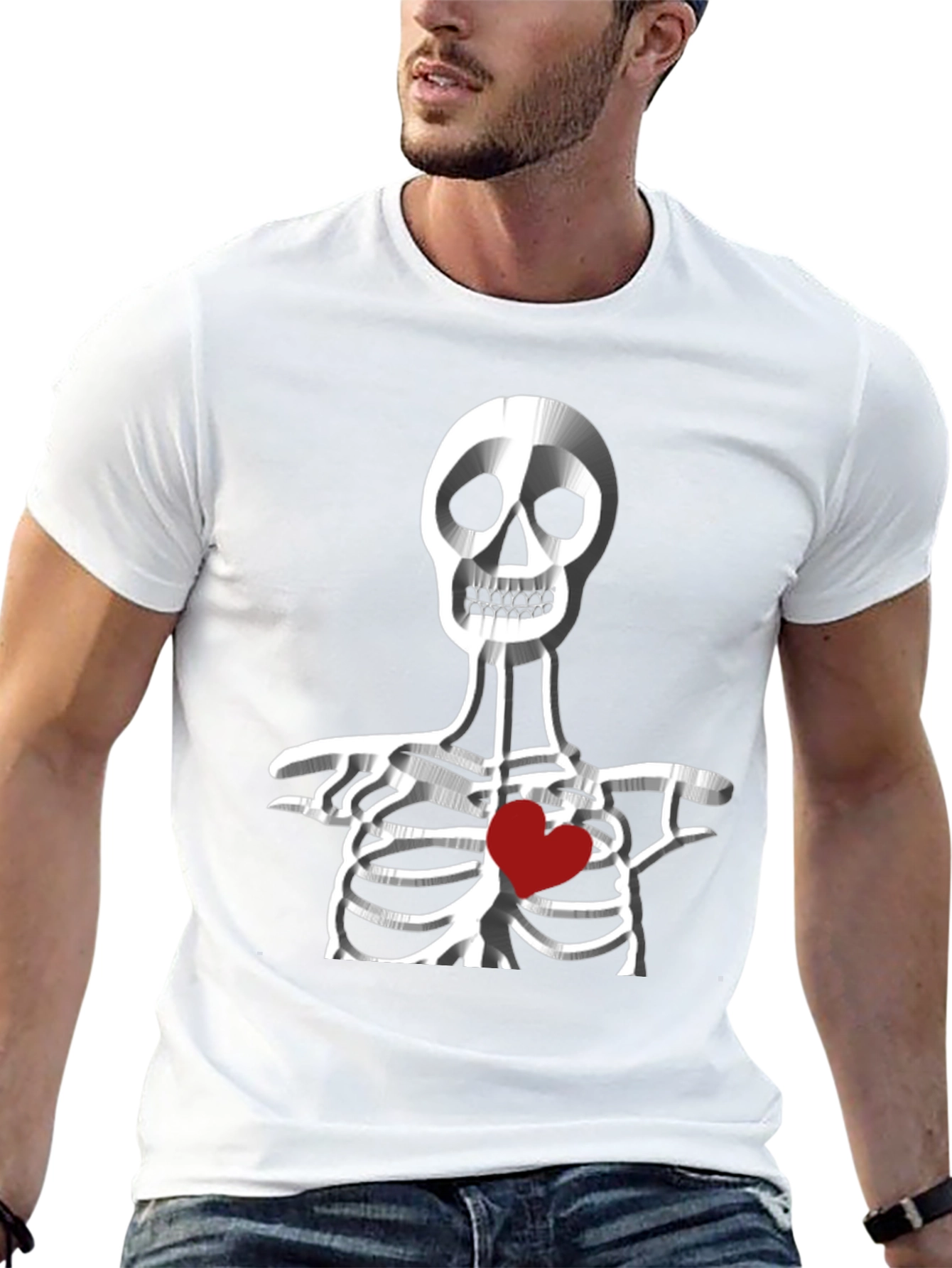 Skeleton Heart Graphic Tee - Black