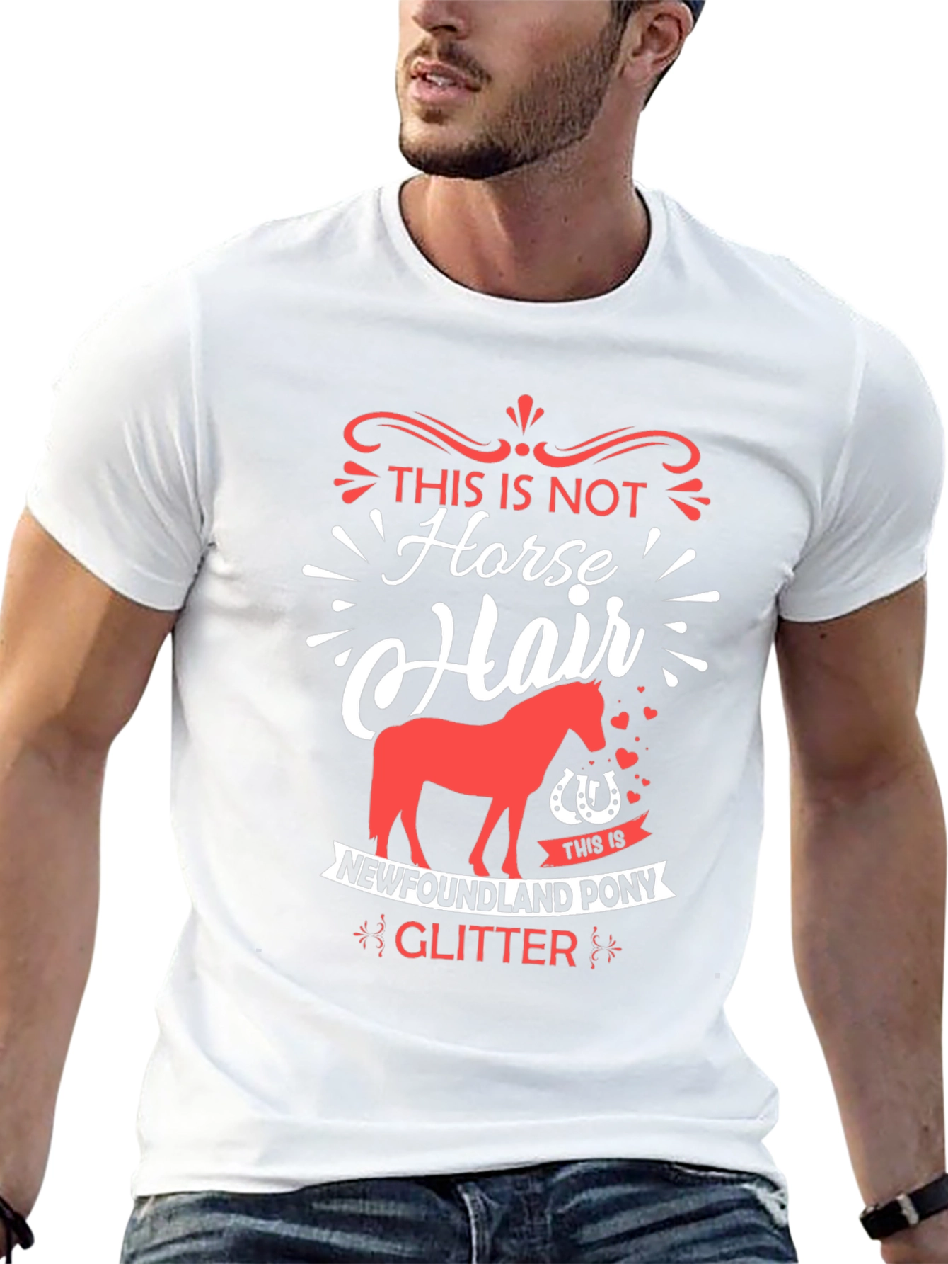 Horse Hair Newfoundland Pony Glitter T-Shirt