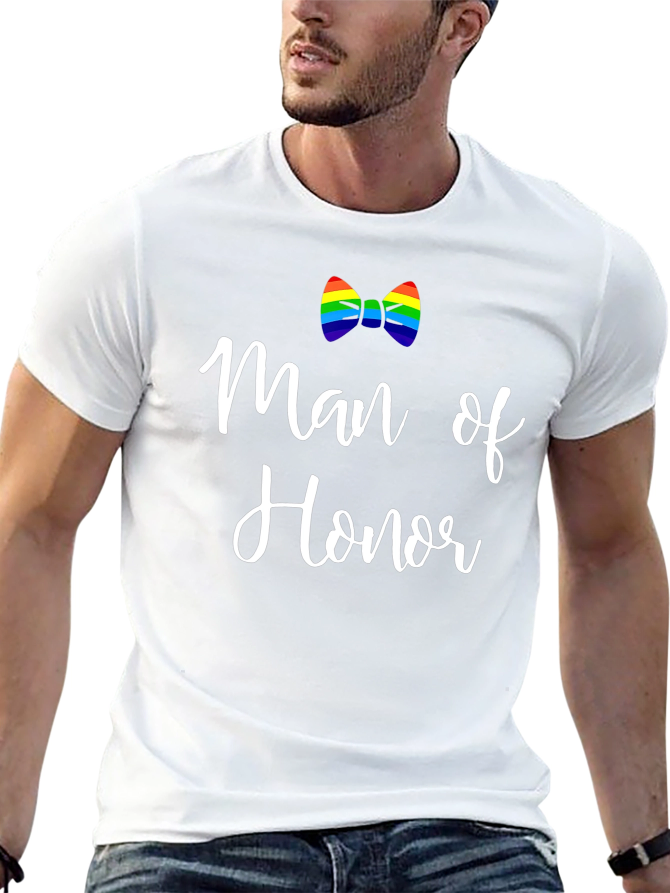 Man of Honor Rainbow Bowtie Graphic Tee