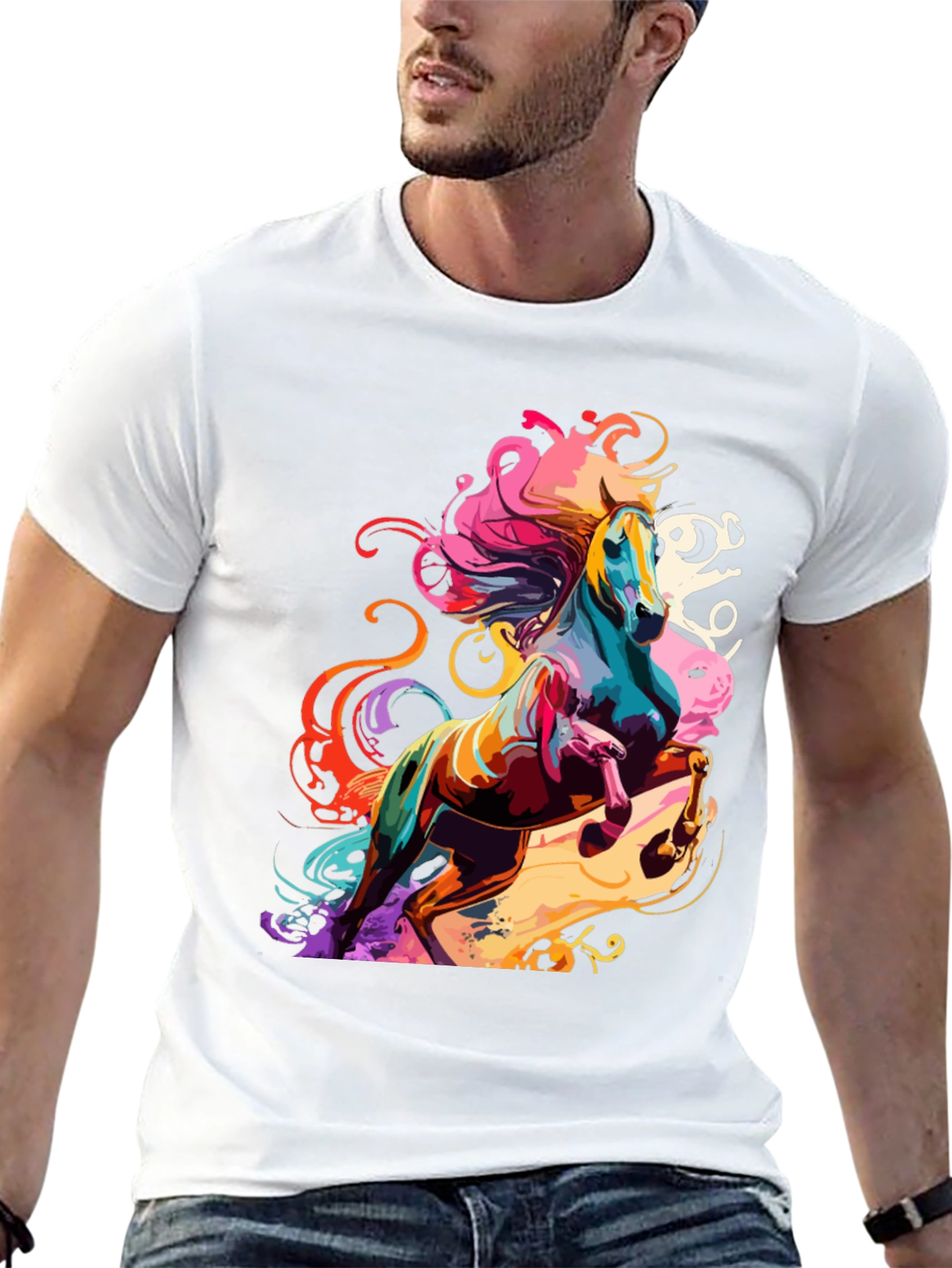 Vivid Horse Graphic Tee - Bold Artistic Design