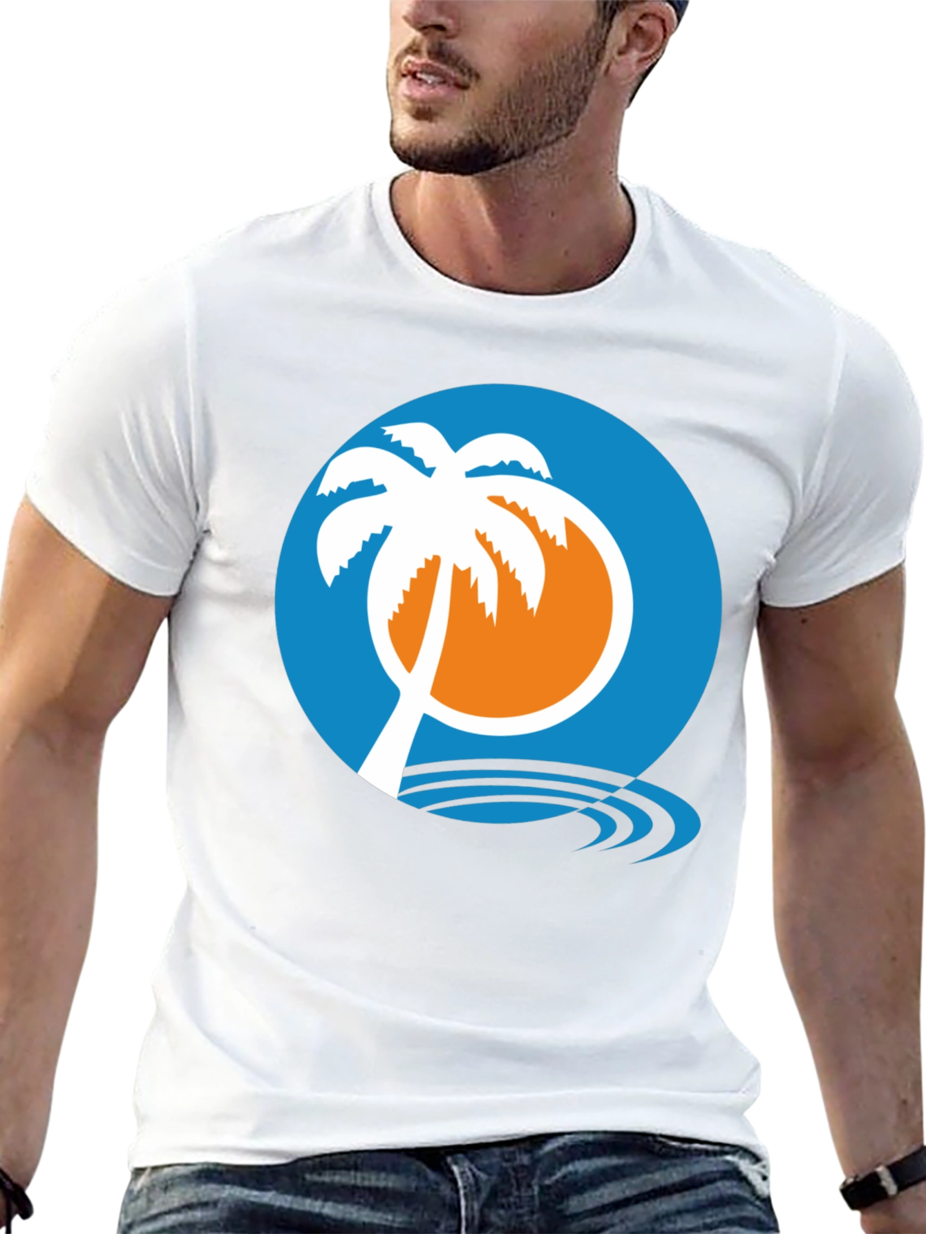 Tropical Palm Tree Graphic Tee - Black Cotton Shirt