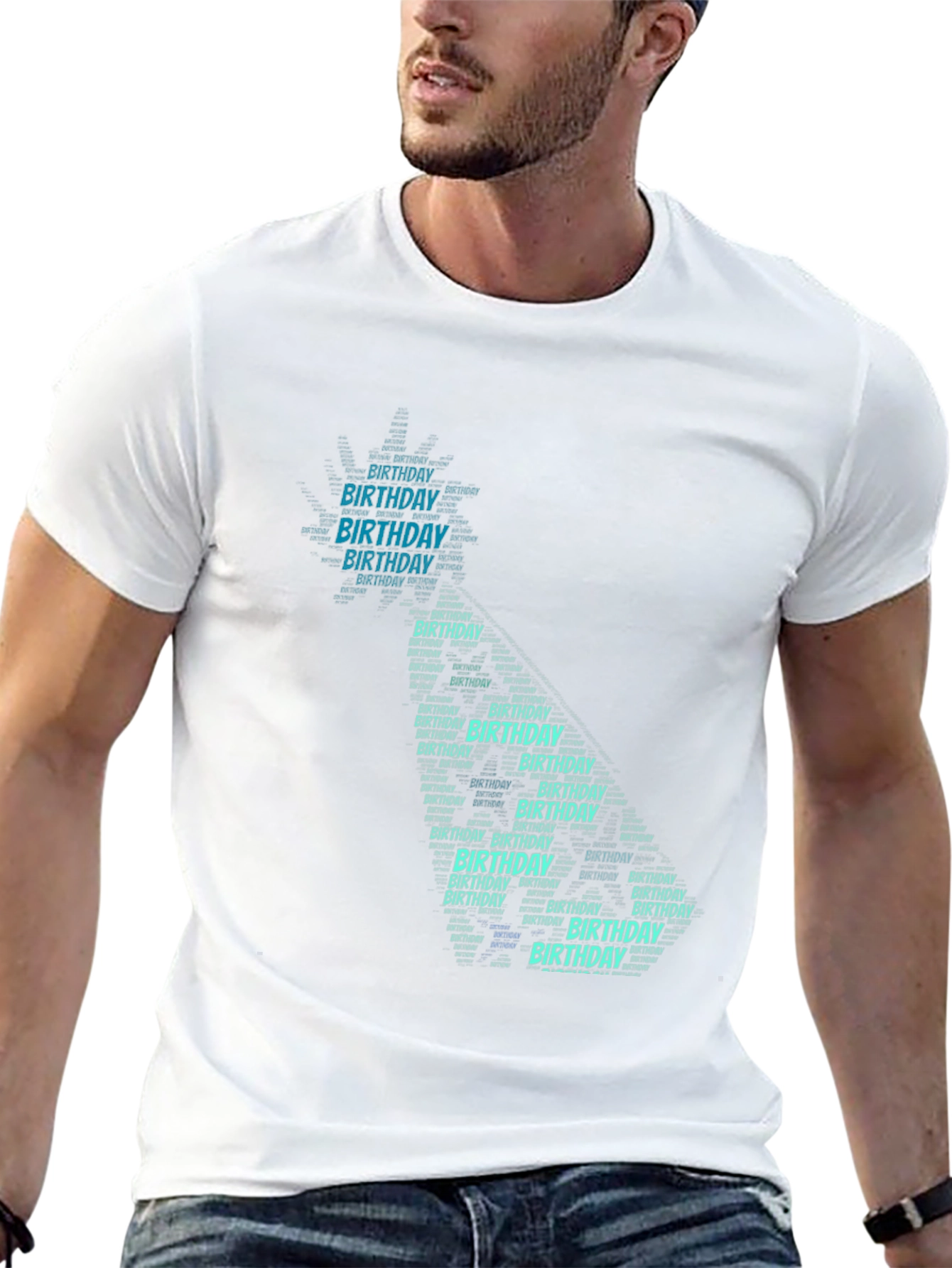 Birthday Cake Word Art T-Shirt - Black