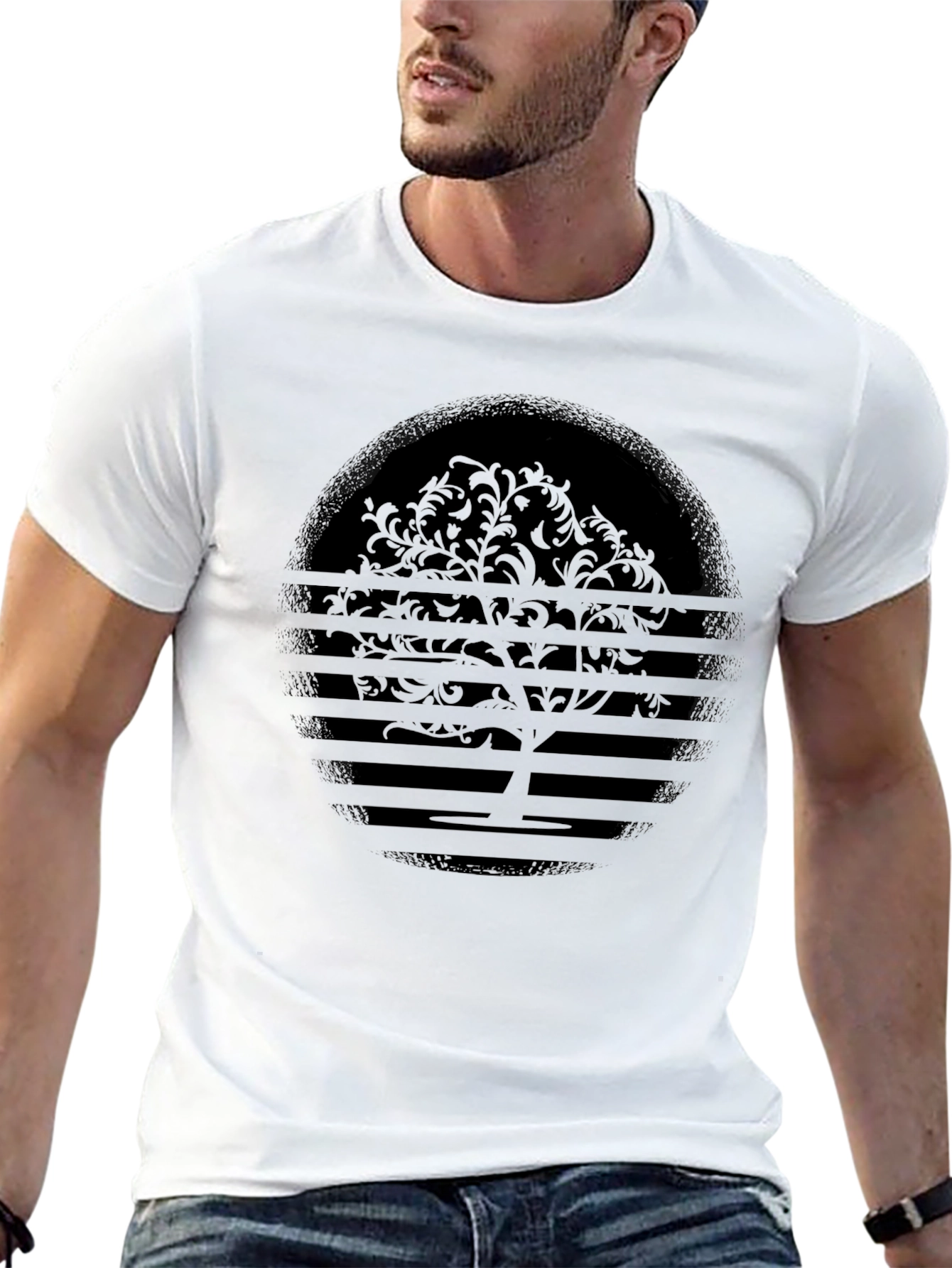 Abstract Tree Graphic Tee - Black