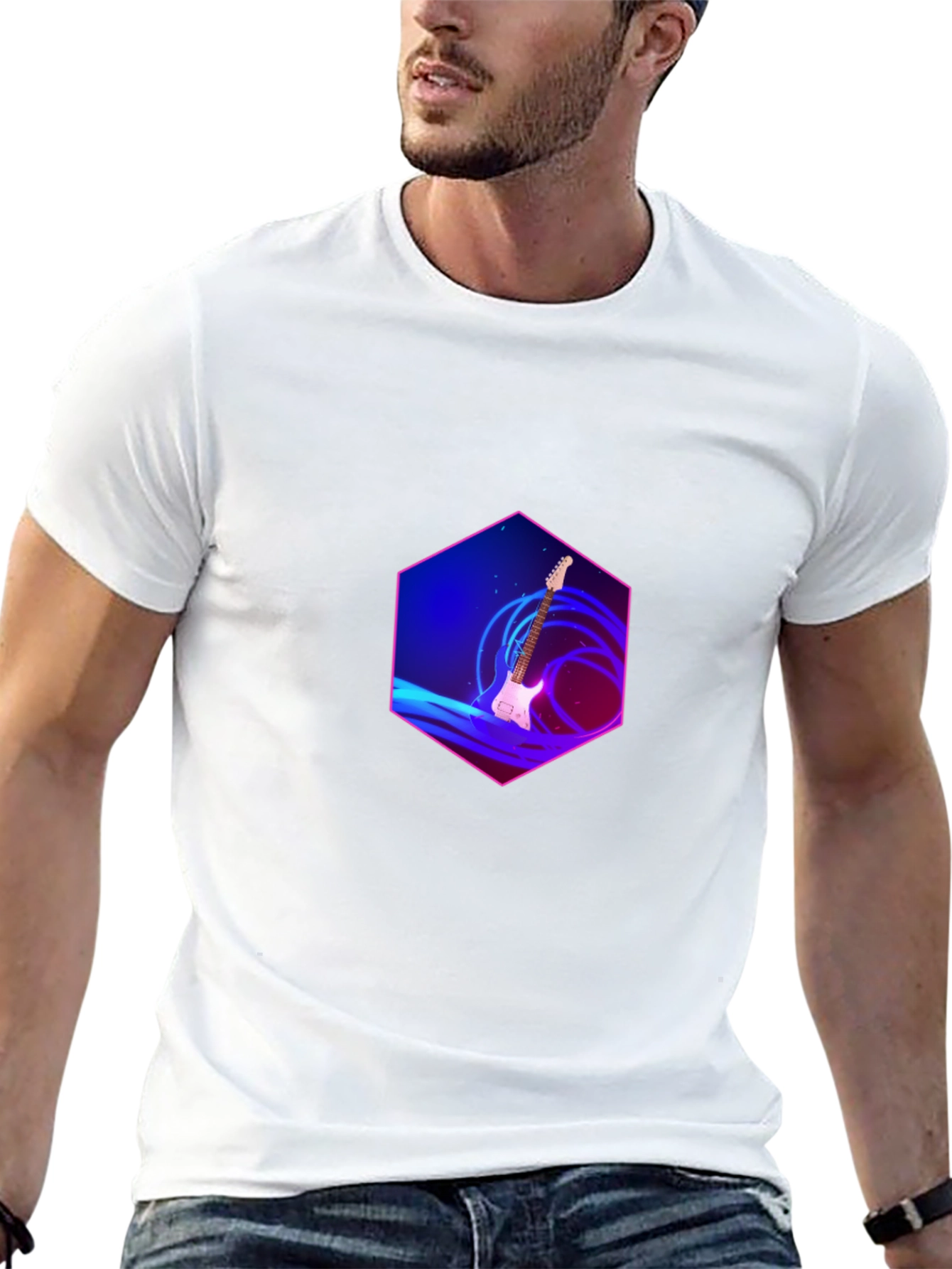 Guitar Hexagon T-Shirt - Music Lover Tee