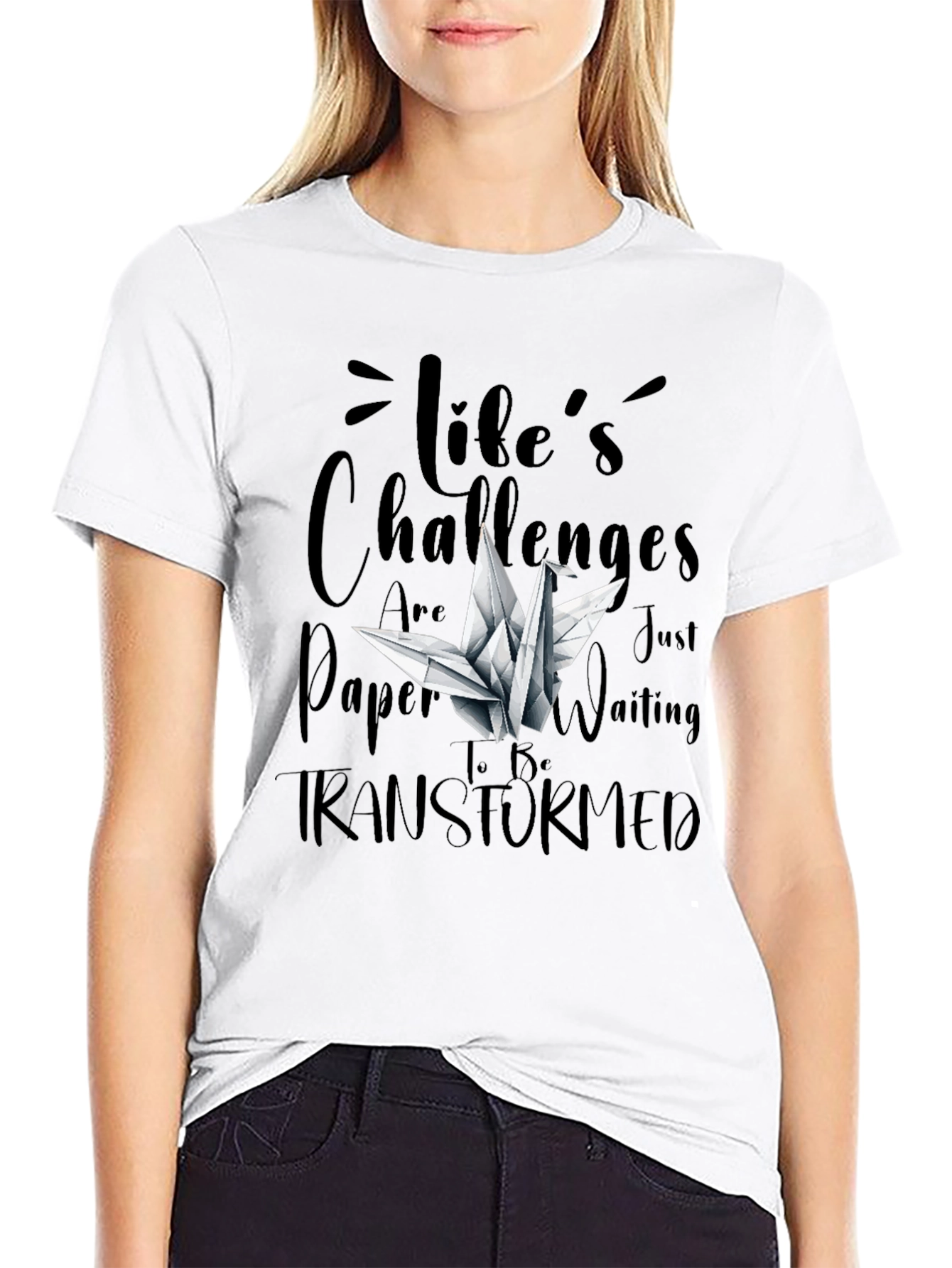 Lifes Challenges T-Shirt - Origami Crane Design