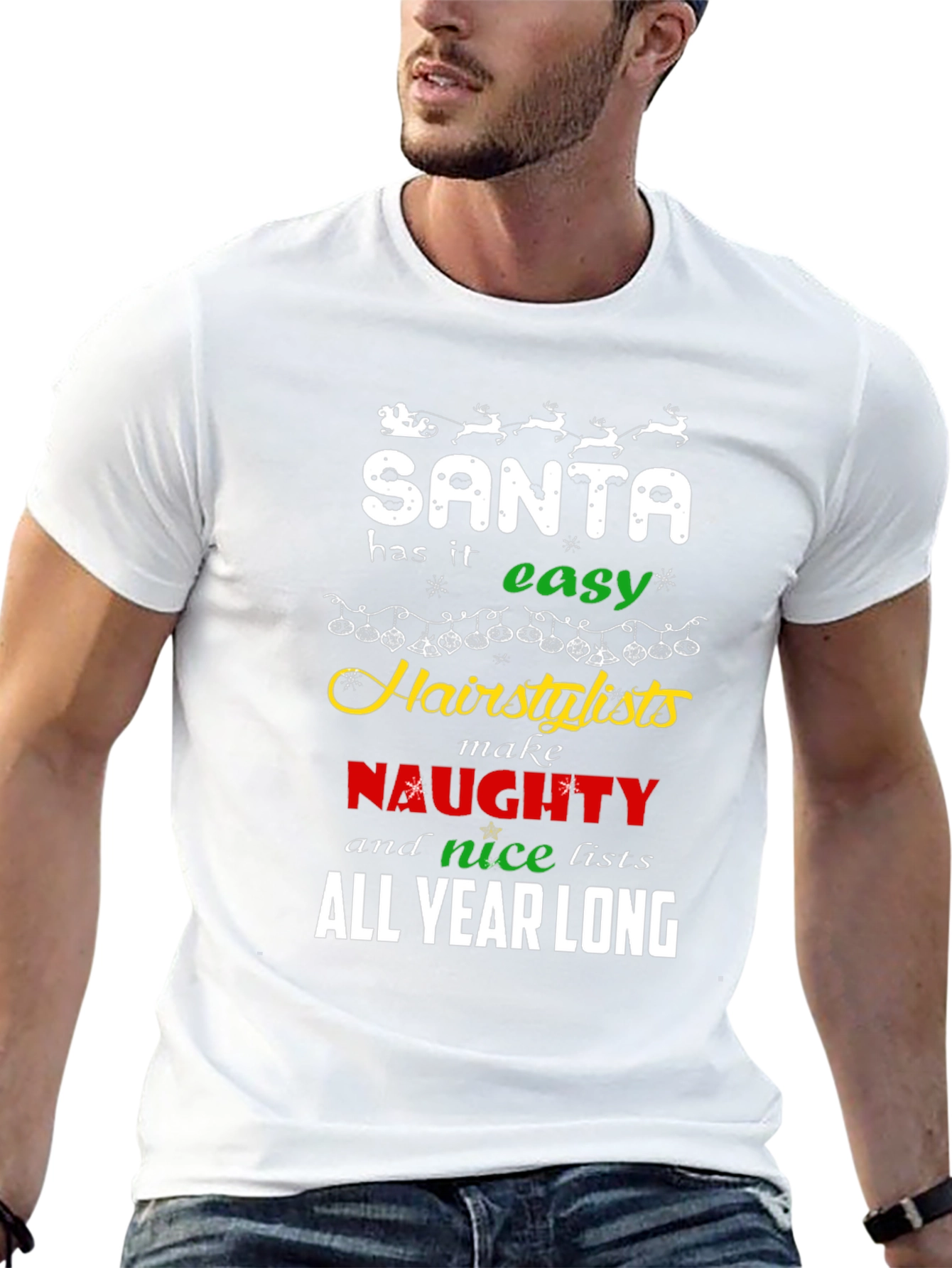 Santa Hair Stylist Christmas Graphic Tee