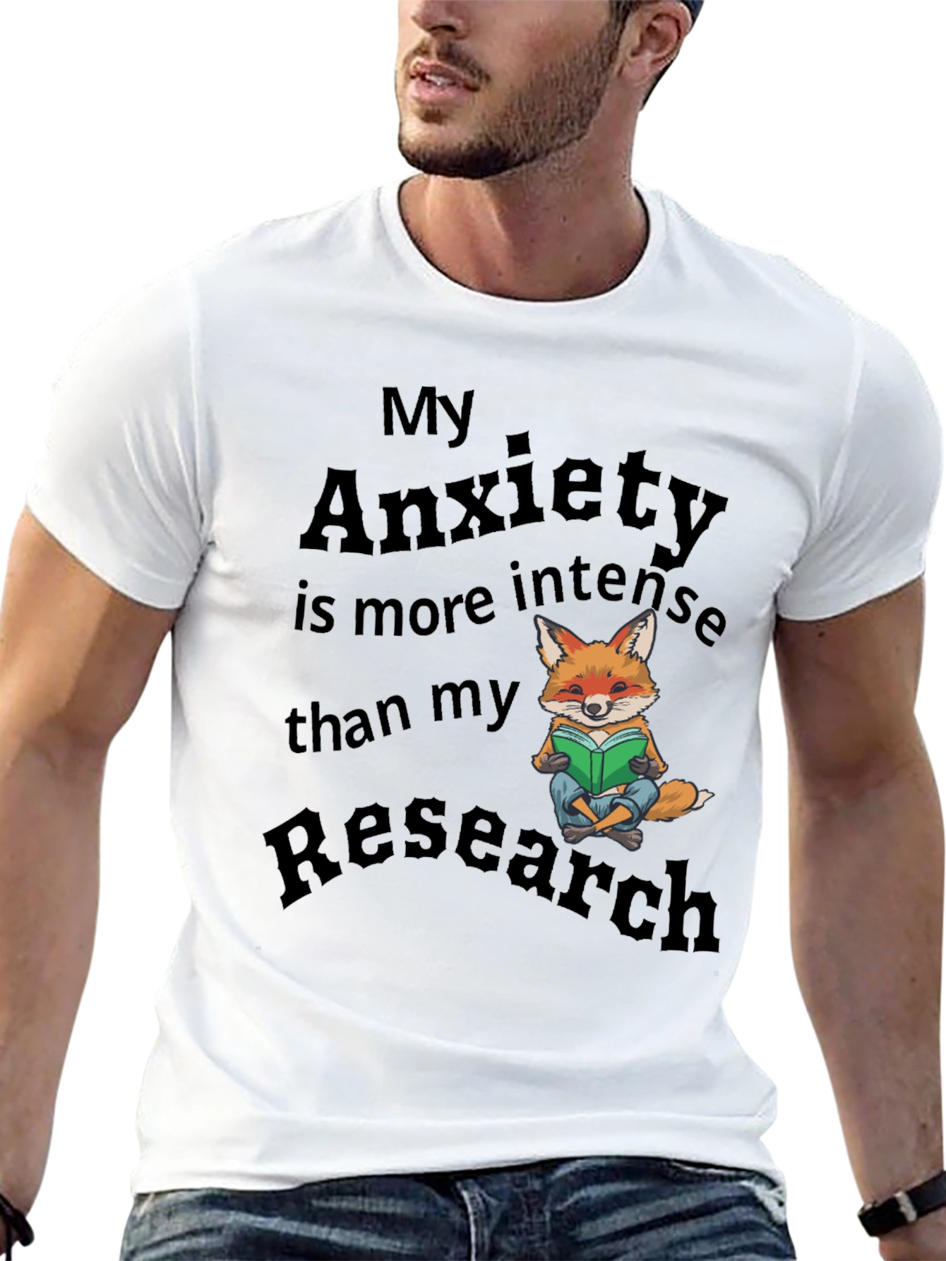 Anxiety Research T-Shirt Fox Design Novelty Tee