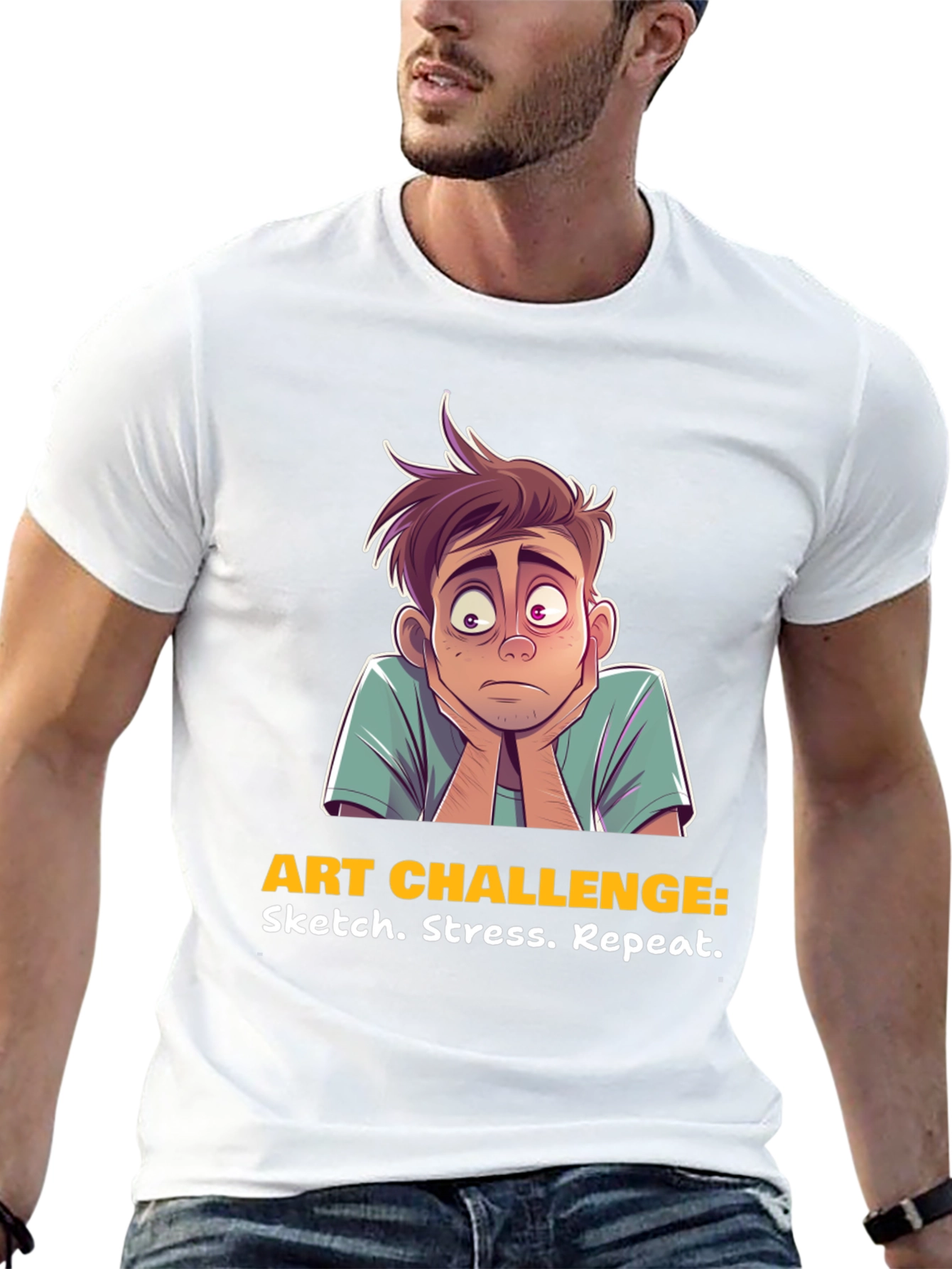 Art Challenge T-Shirt: Sketch Stress Repeat Graphic Tee