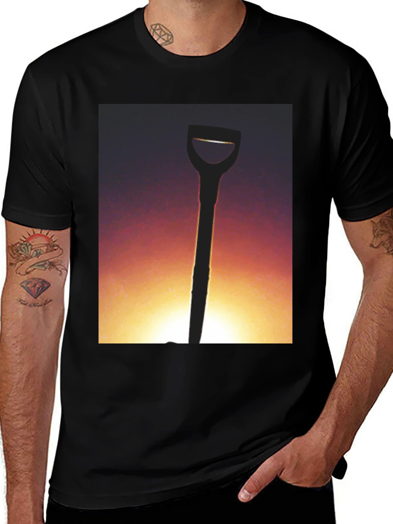 Sunset Shovel Graphic Tee - Unique Design
