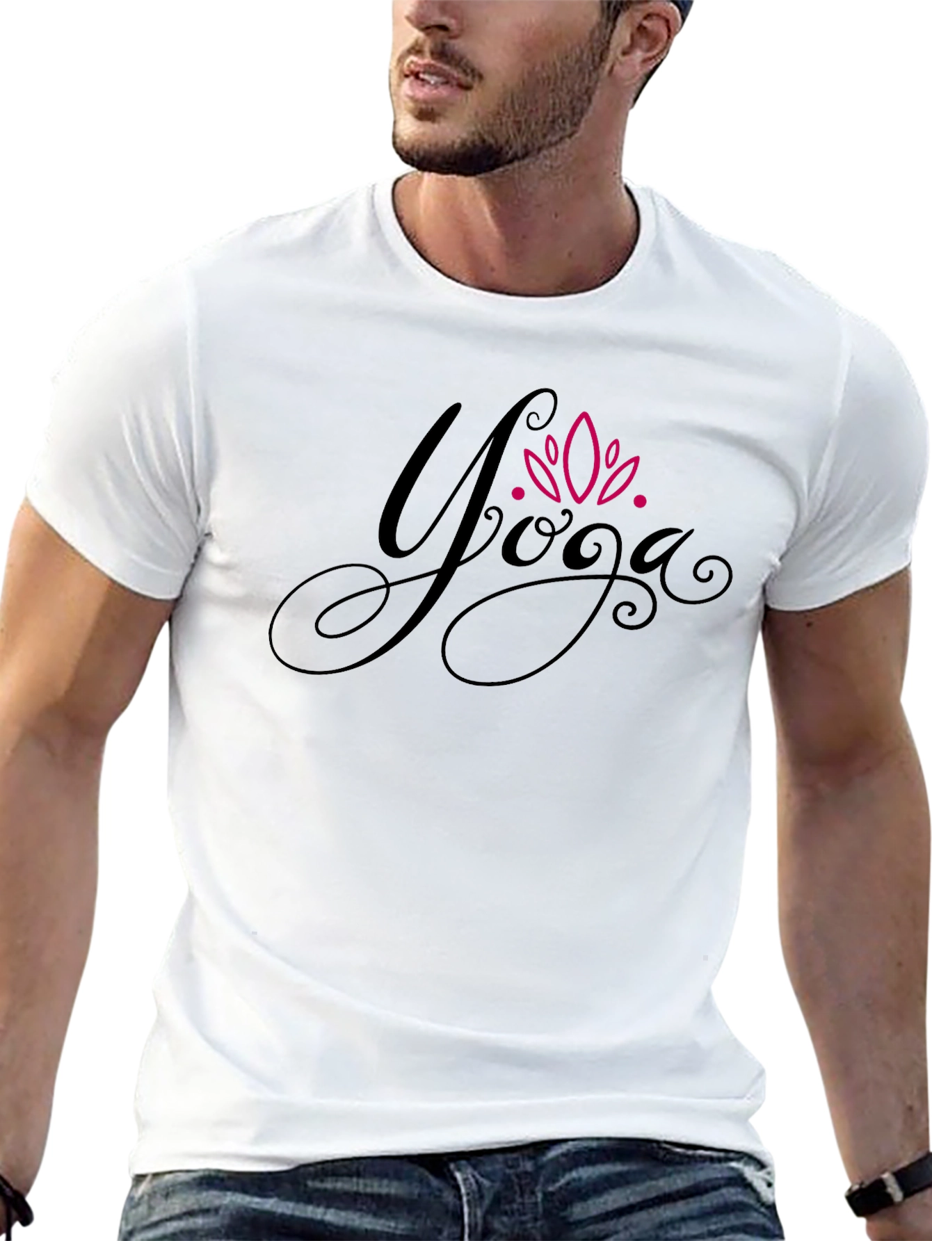 Yoga Lotus Design Black T-Shirt
