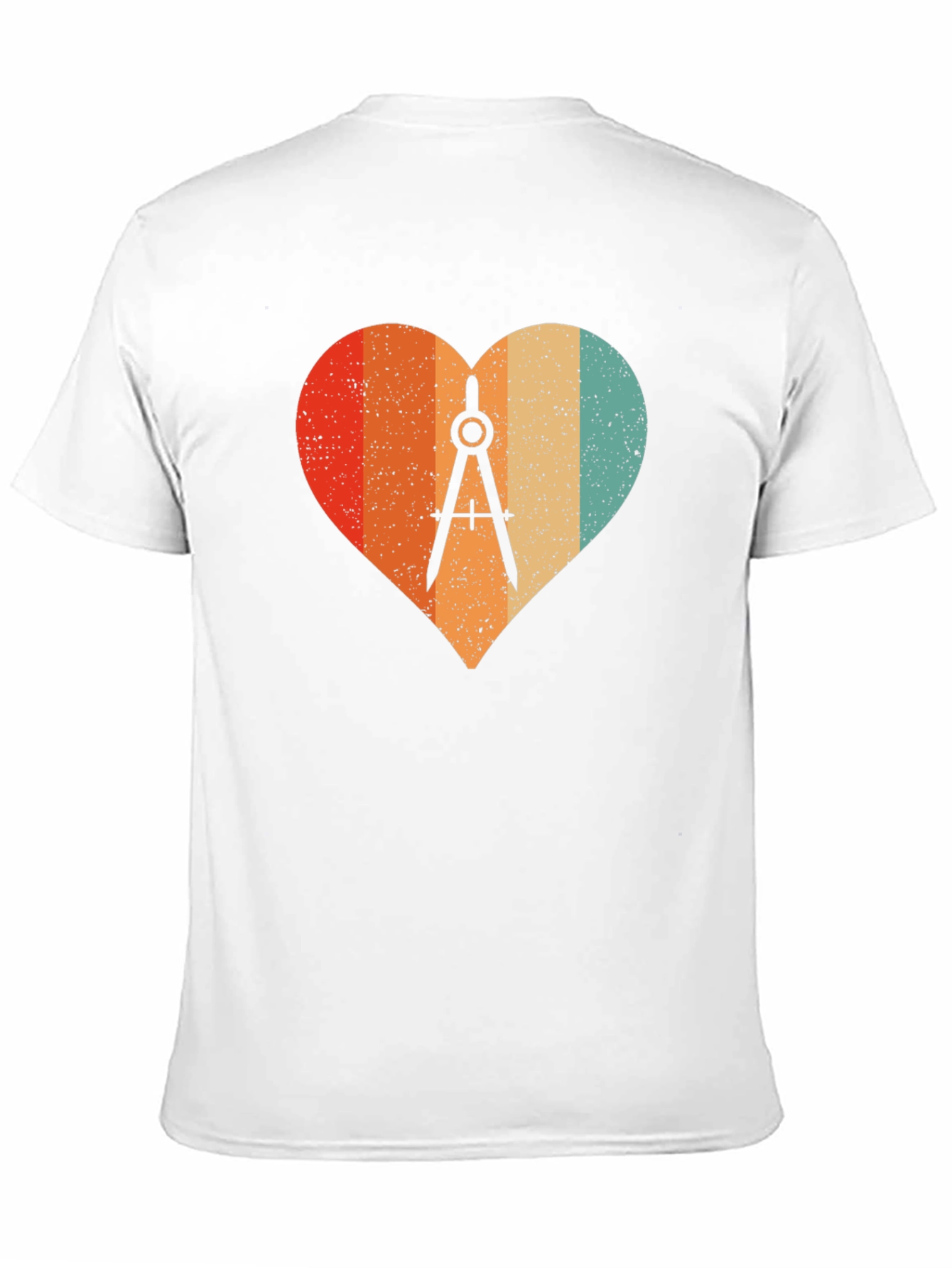 Retro Heart Compass Black T-Shirt - Engineer Math Architect