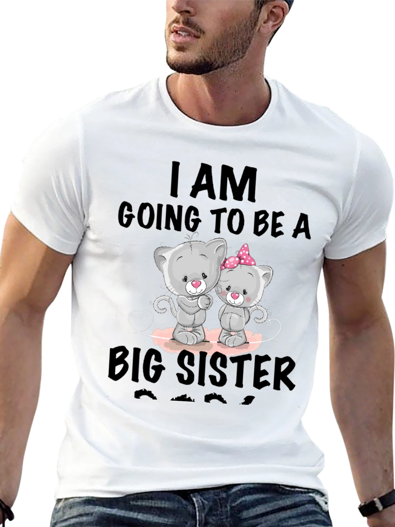 Big Sister Announcement T-Shirt - Cute Cat Design