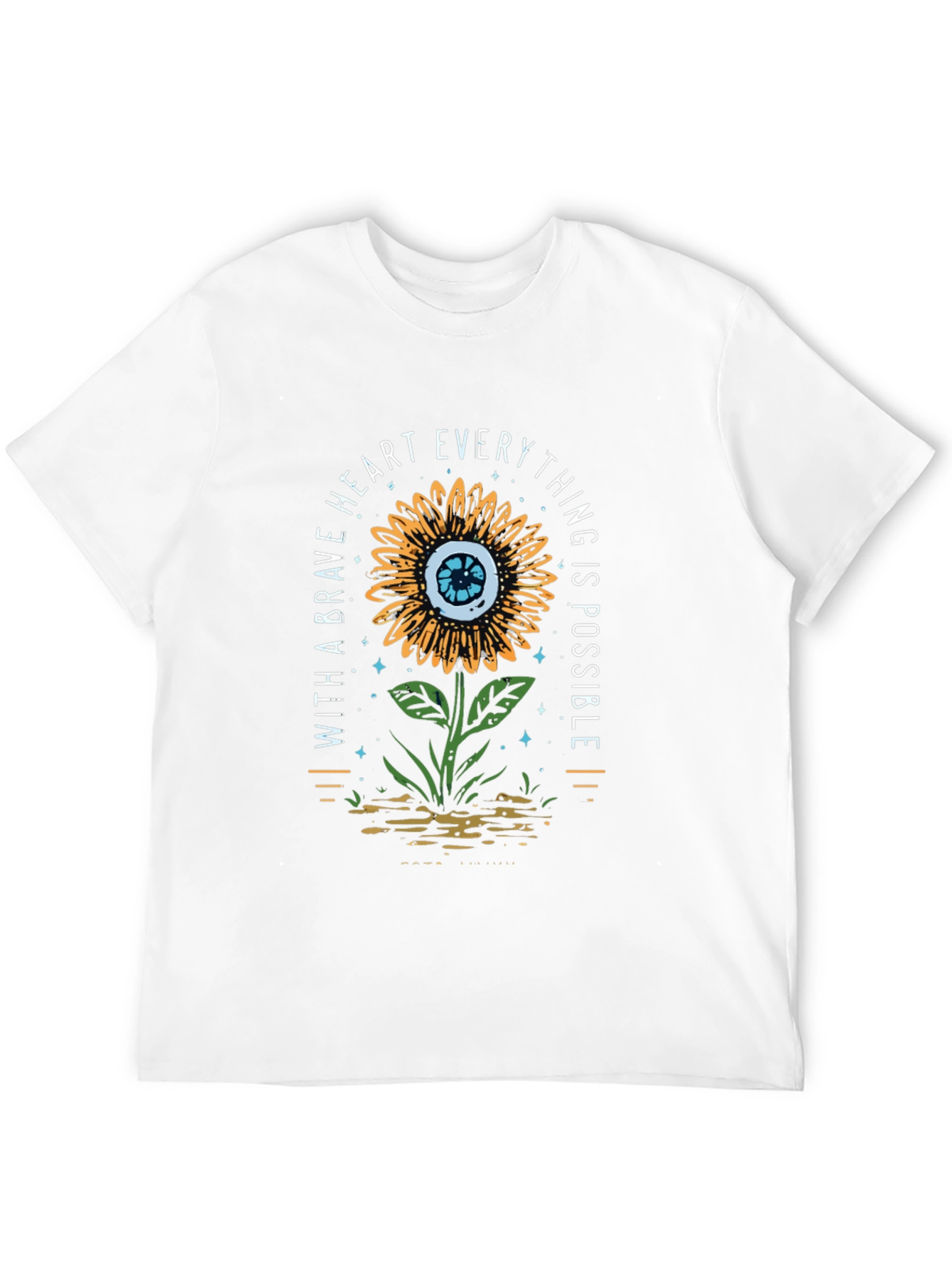 Brave Heart Sunflower Graphic Print T-Shirt