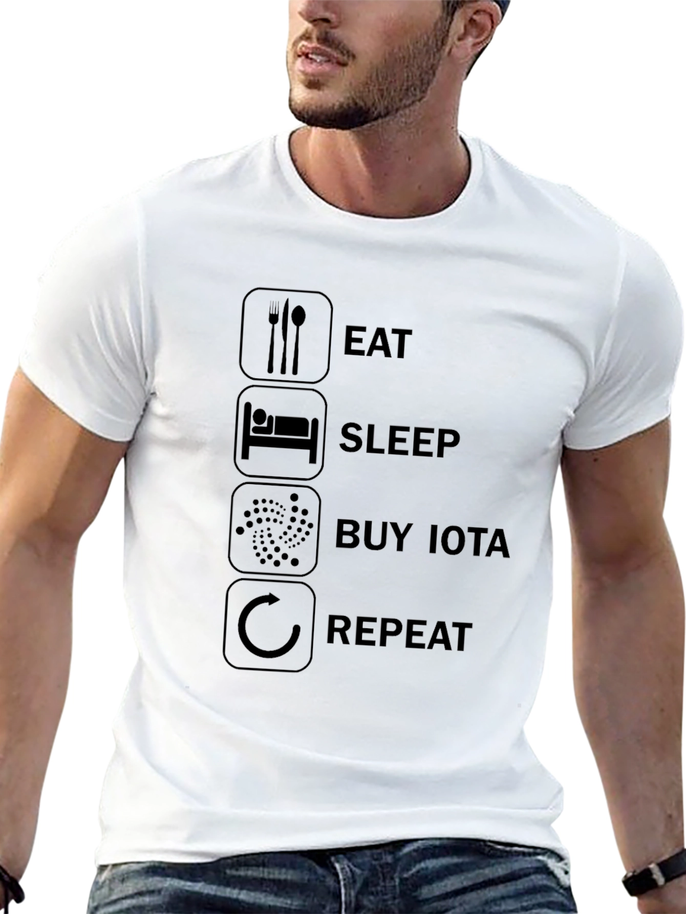 Eat Sleep Buy IOTA Repeat Black T-Shirt