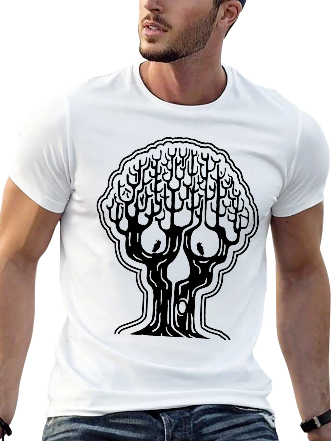 Brain Tree Black Graphic Tee - Unique Design