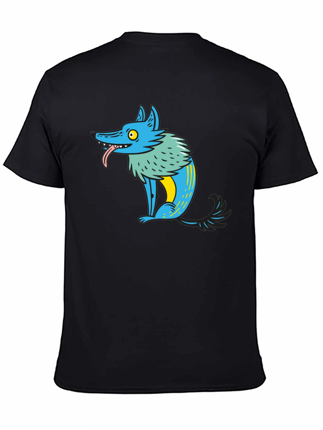 Cartoon Wolf Graphic Tee - Mens Black T-Shirt