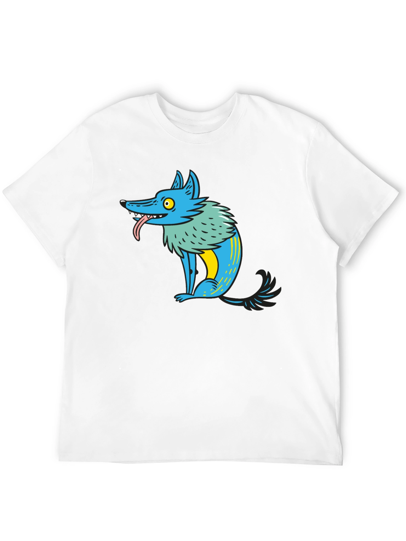 Cartoon Wolf Graphic Tee - Mens Black T-Shirt