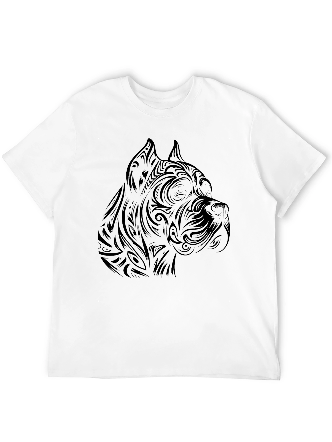 Tribal Dog Head Black T-Shirt