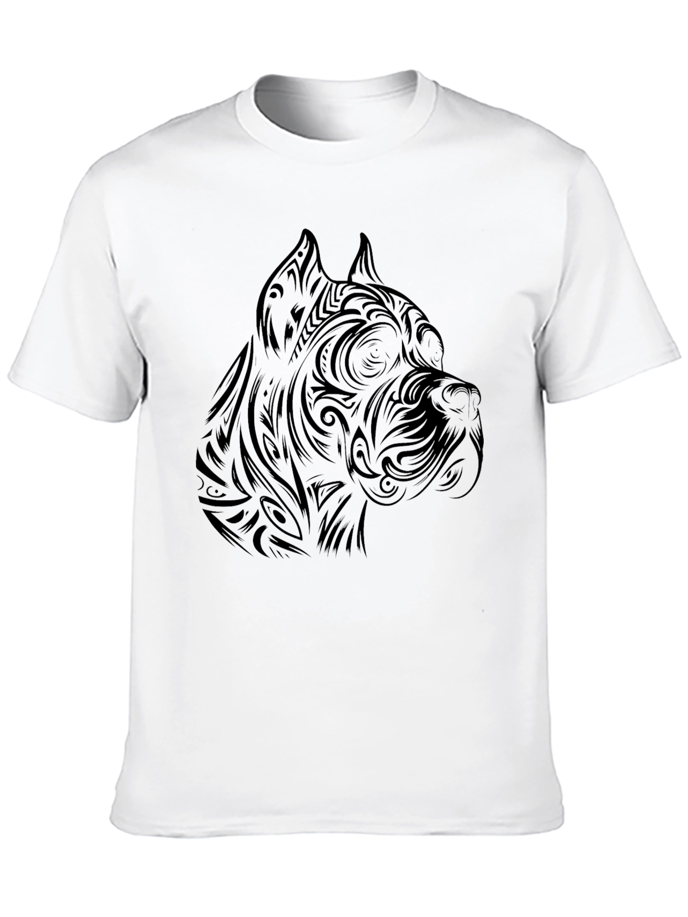 Tribal Dog Head Black T-Shirt