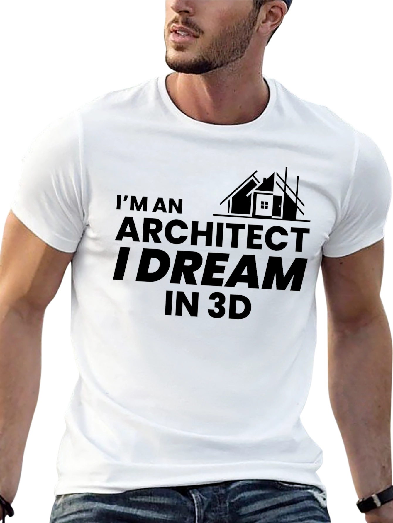 Architect Dream 3D Black Cotton T-Shirt