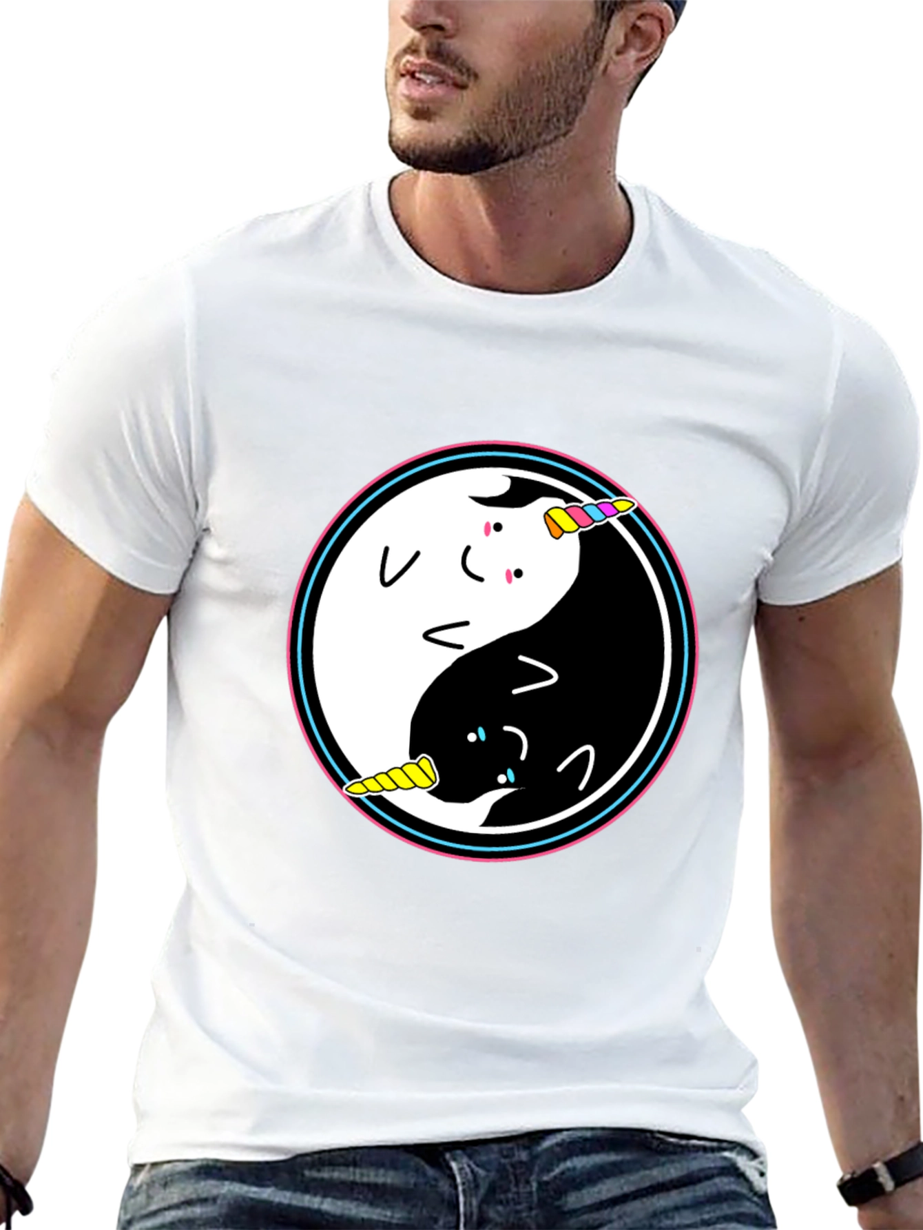 Yin Yang Unicorn Graphic T-Shirt