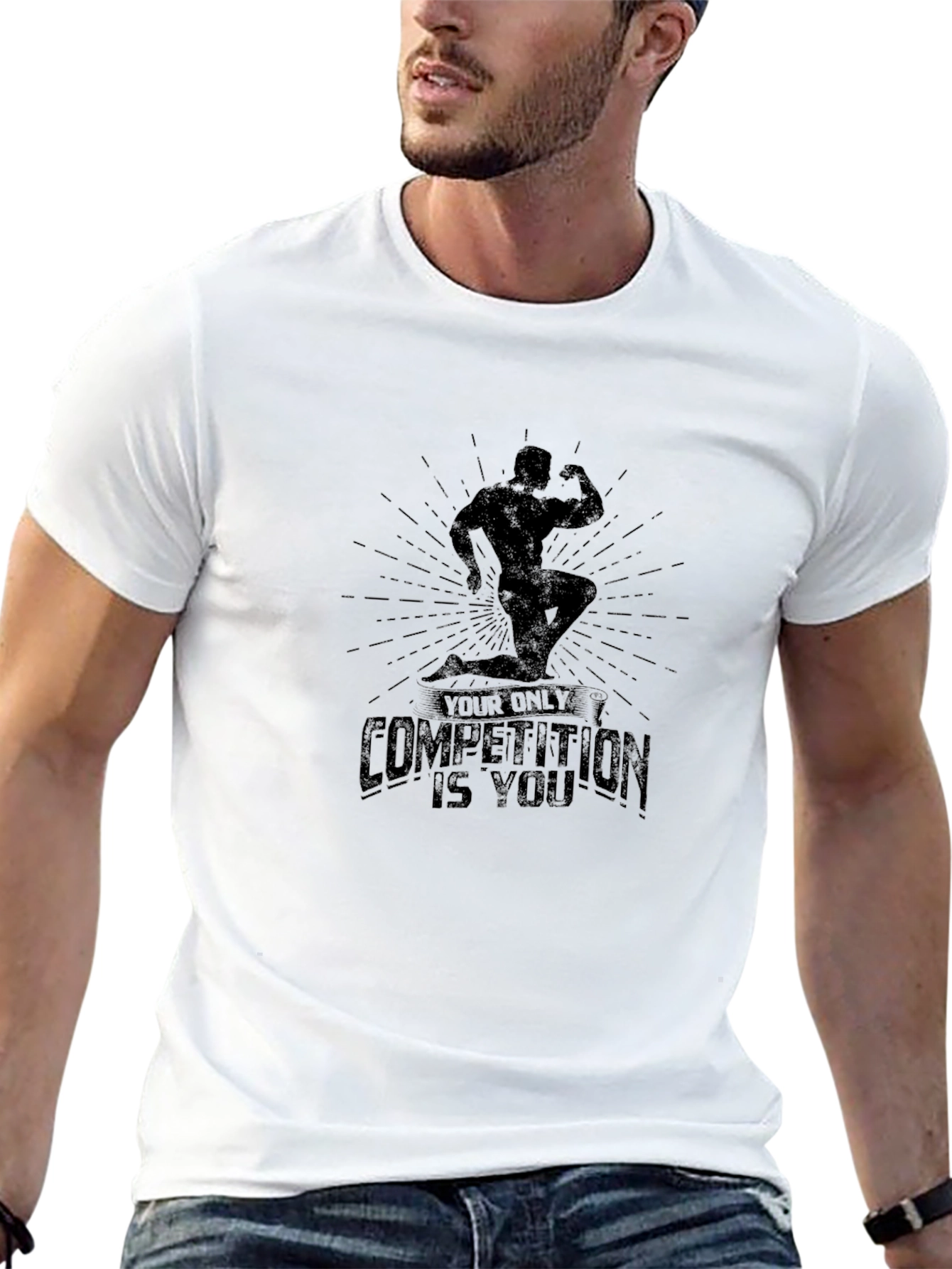 Motivational Black T-Shirt - Your Only Competition