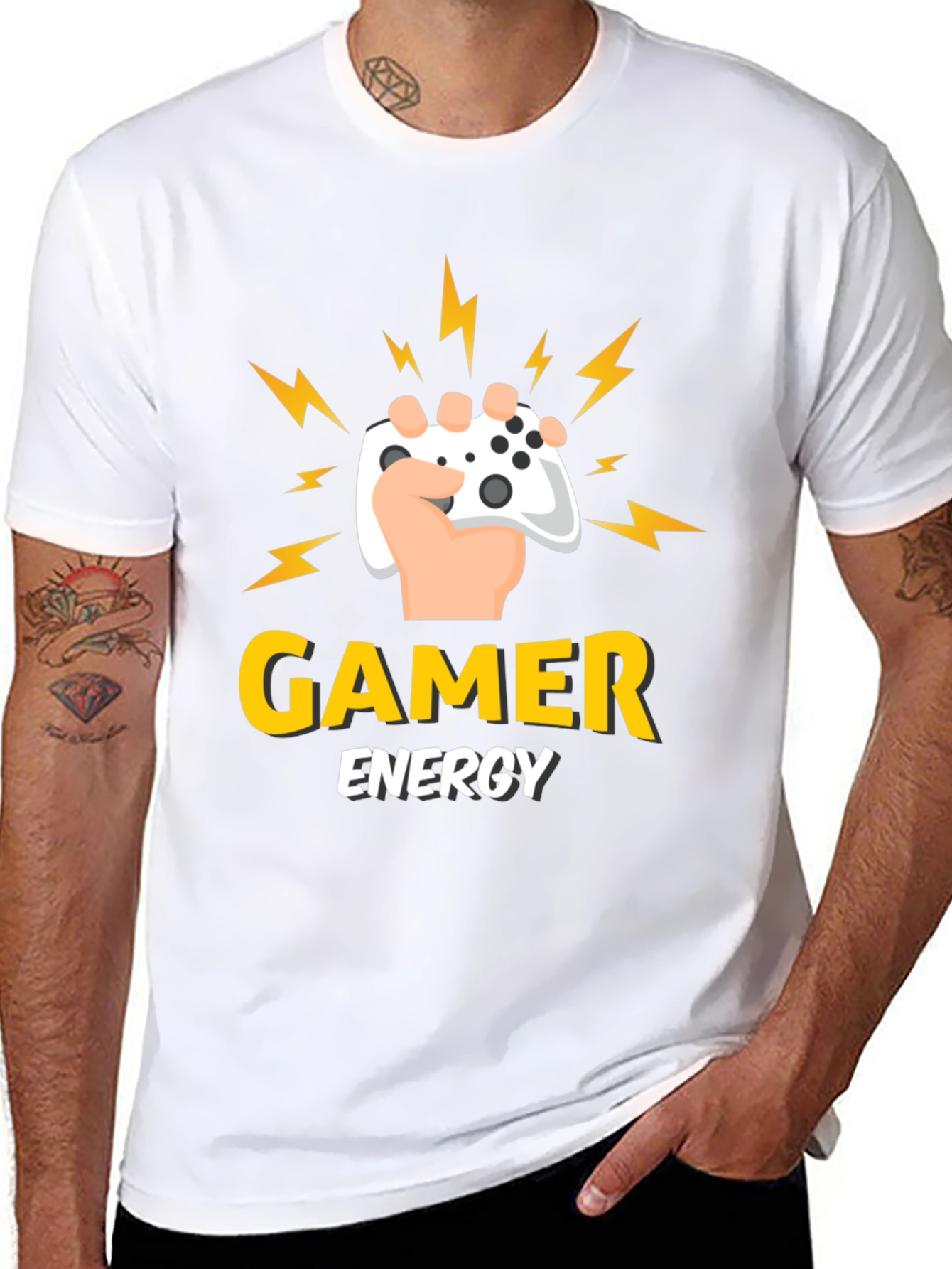 Gamer Energy Black T-Shirt - Gaming Controller Graphic Tee
