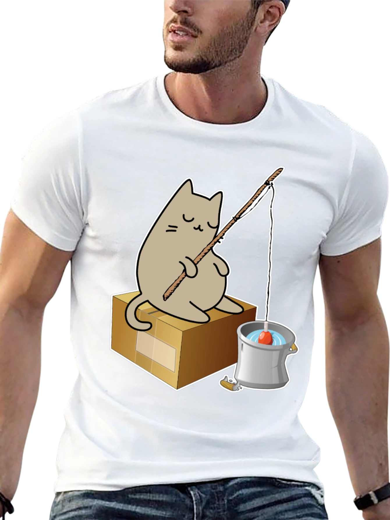 Cat Fishing T-Shirt - Cute Graphic Tee