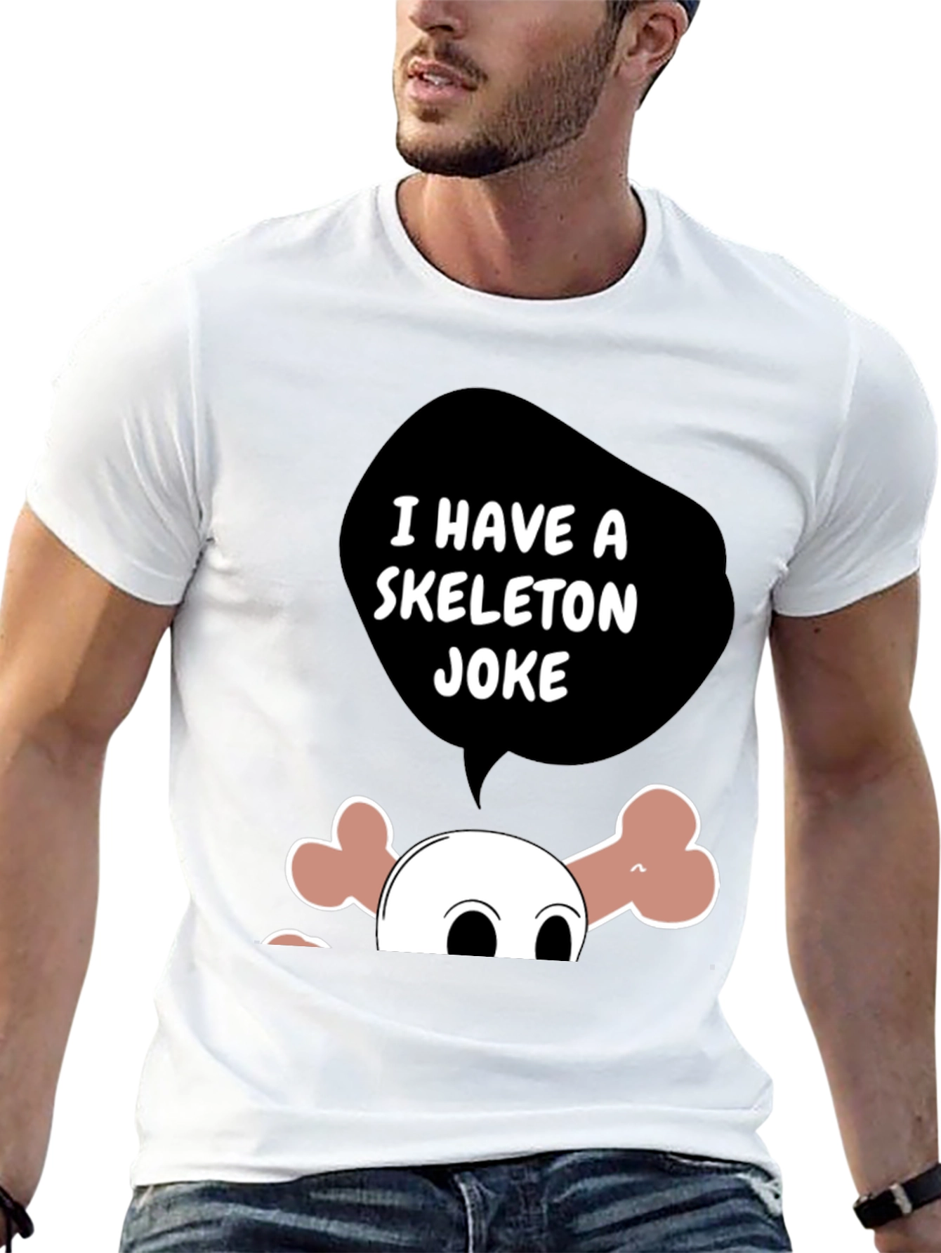 Skeleton Joke Graphic Tee - Spooky Humor T-Shirt