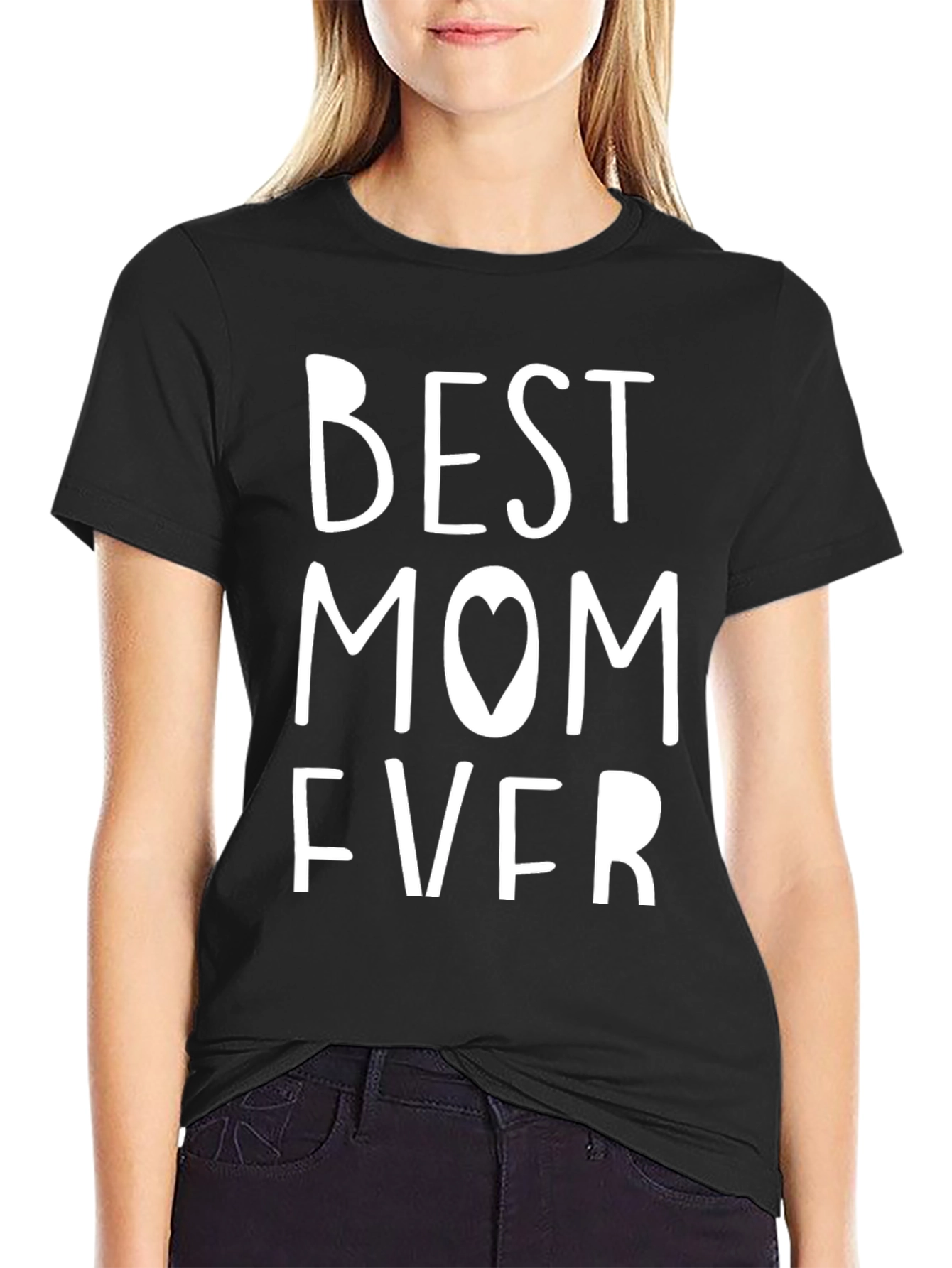 Best Mom Ever Graphic Tee - Black Cotton T-Shirt