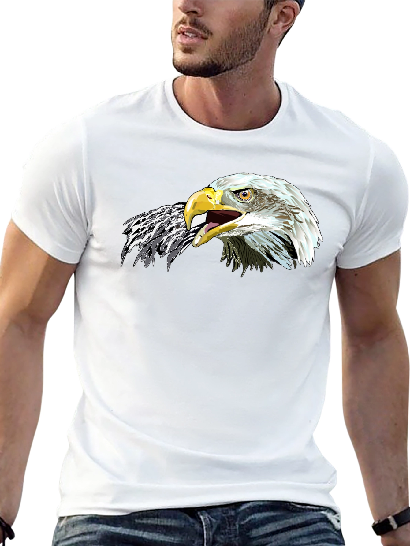 Bold Eagle Graphic Tee - Black Cotton Comfort