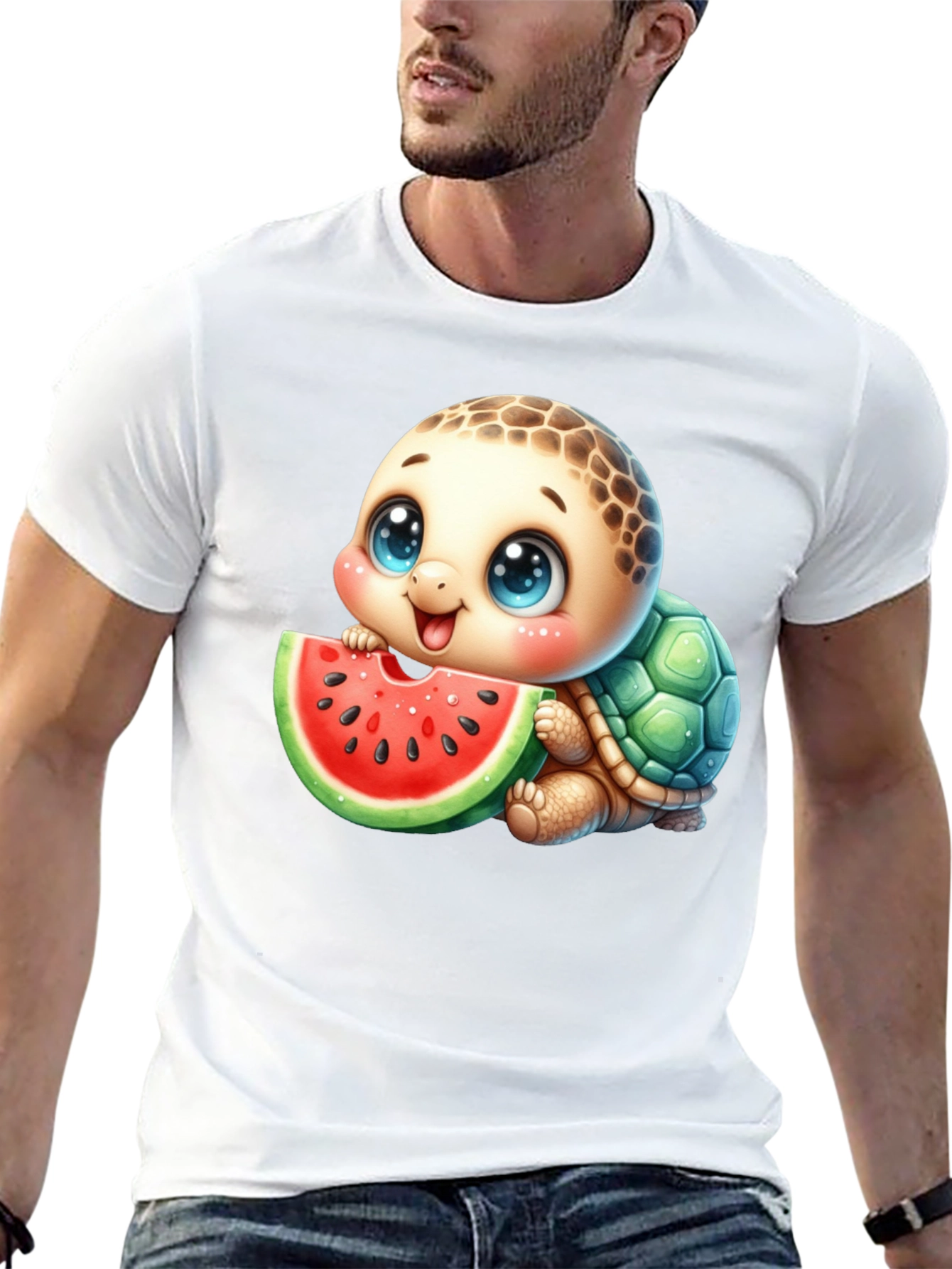 Cute Turtle Watermelon Graphic Tee