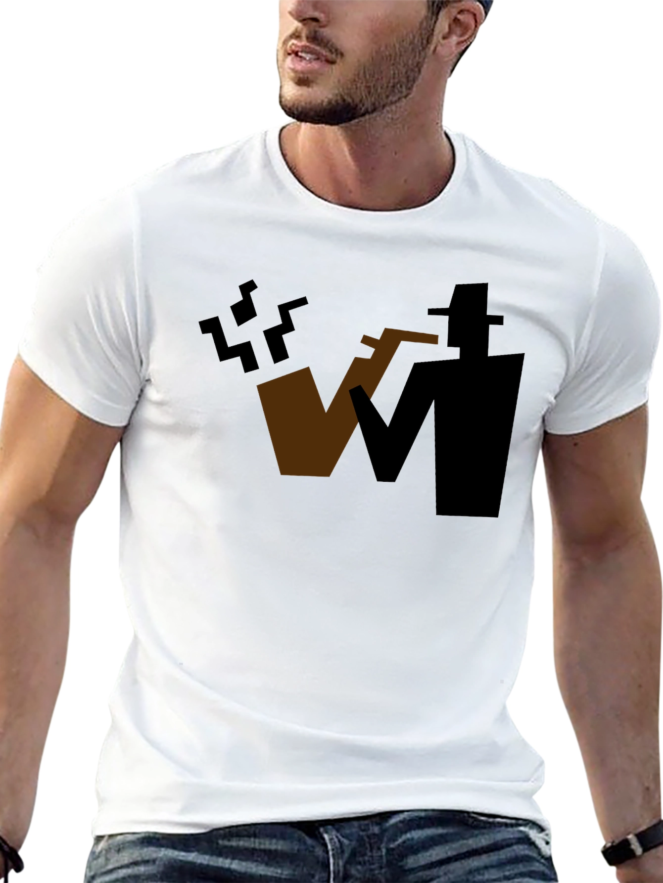 Abstract Smoker Graphic Tee - Cool Casual Shirt