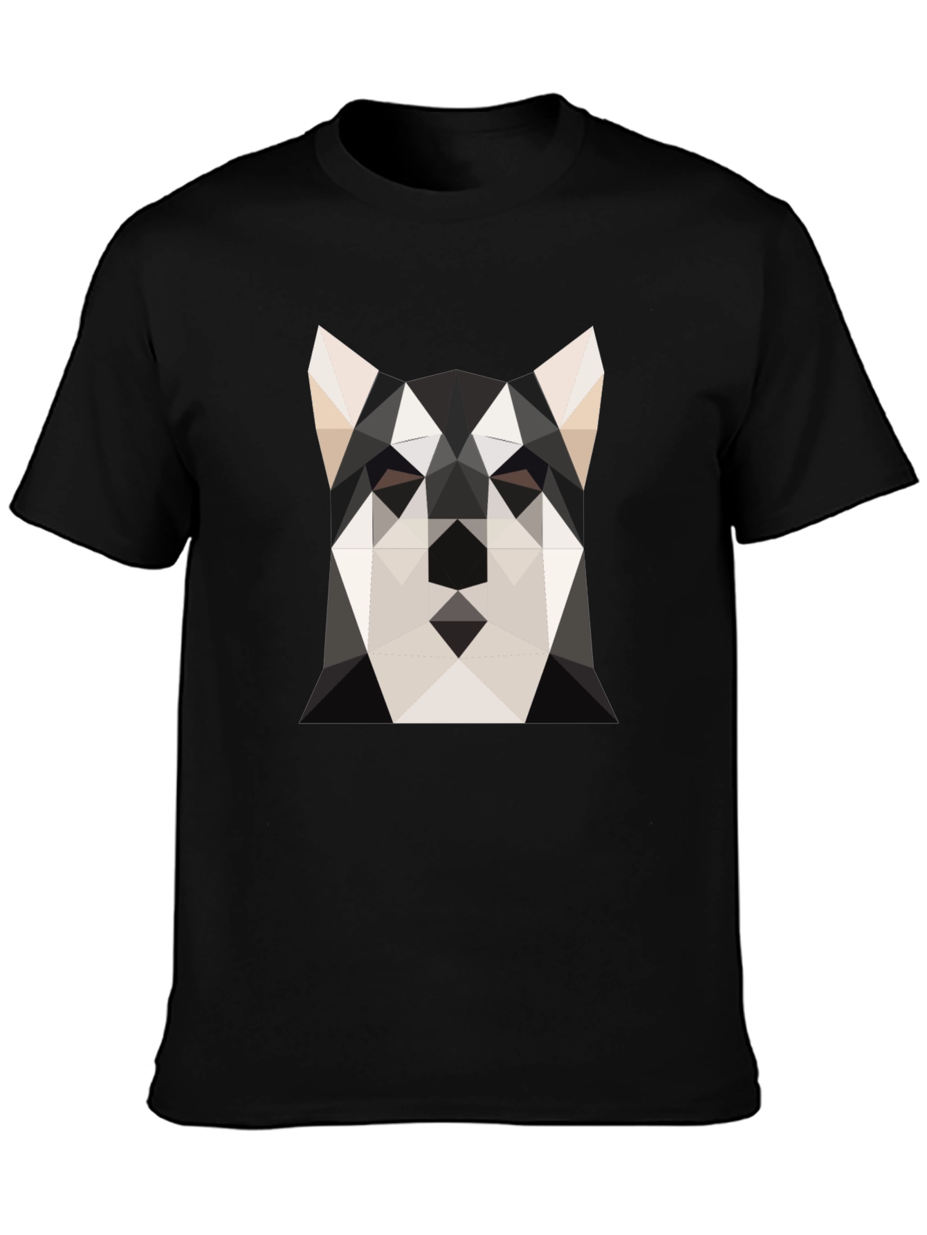 Geometric Husky Print Black T-Shirt